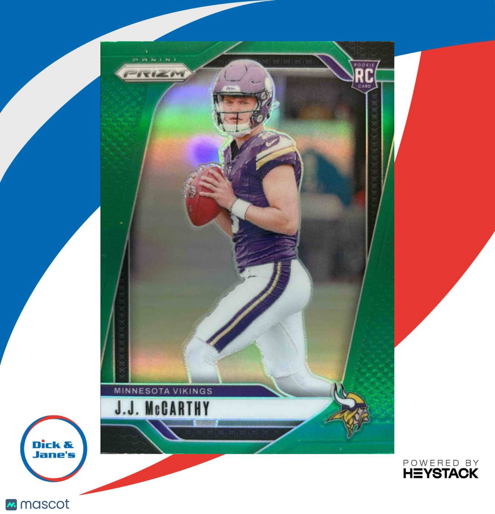 2024 Panini Prizm J.J. McCarthy Green #400 RC Minnesota Vikings - Sports Cards