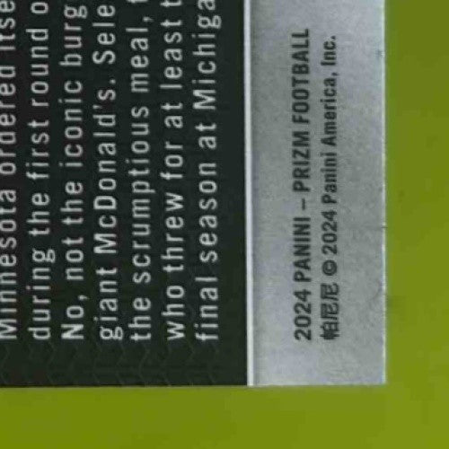 2024 Panini Prizm J.J. McCarthy Lazer #400 RC Minnesota Vikings - Sports Cards