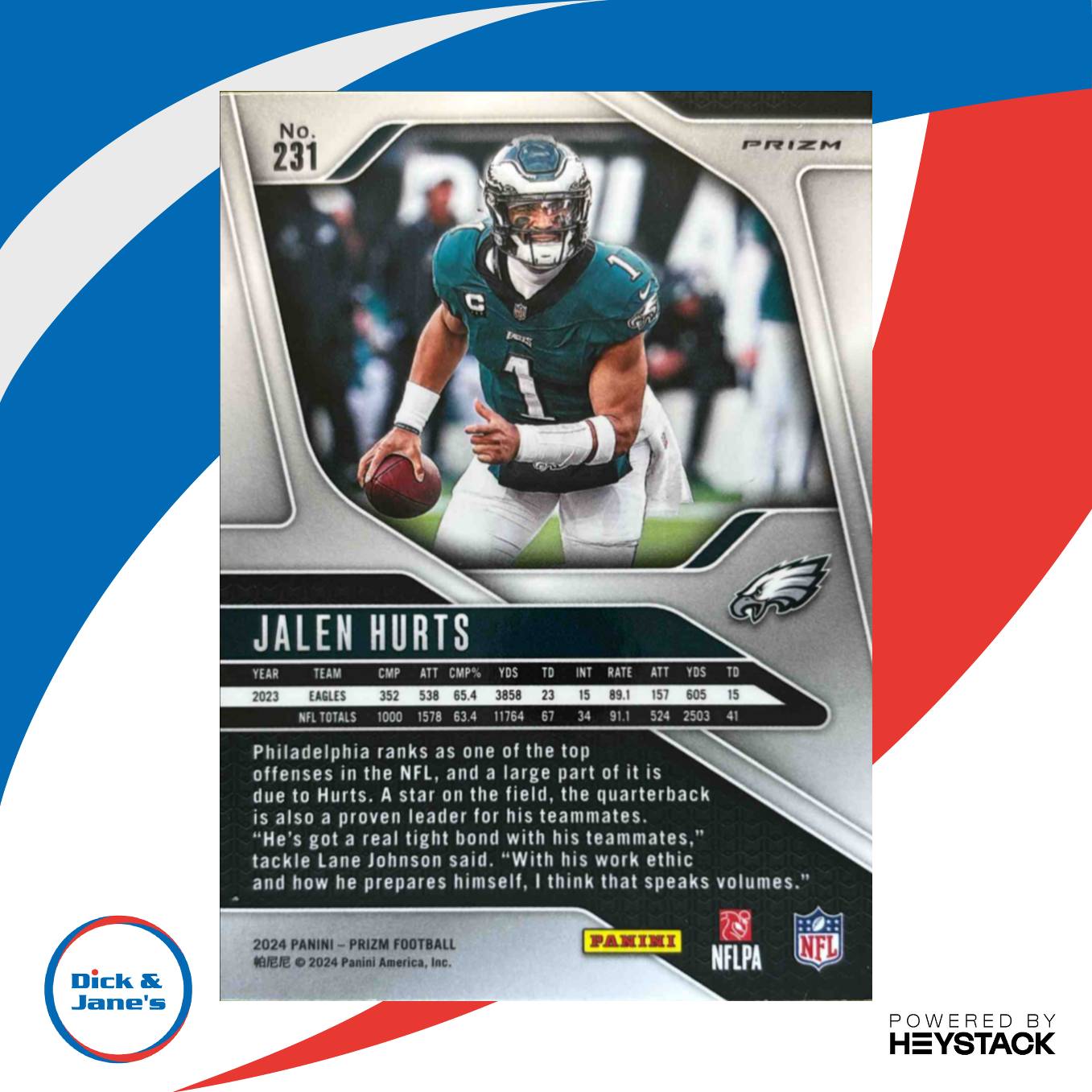 2024 Panini Prizm Jalen Hurts Neon Green Pulsar #231 Philadelphia Eagles - Sports Cards