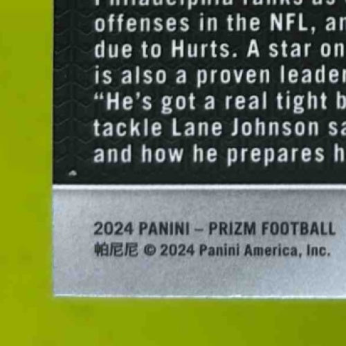 2024 Panini Prizm Jalen Hurts Neon Green Pulsar #231 Philadelphia Eagles - Sports Cards