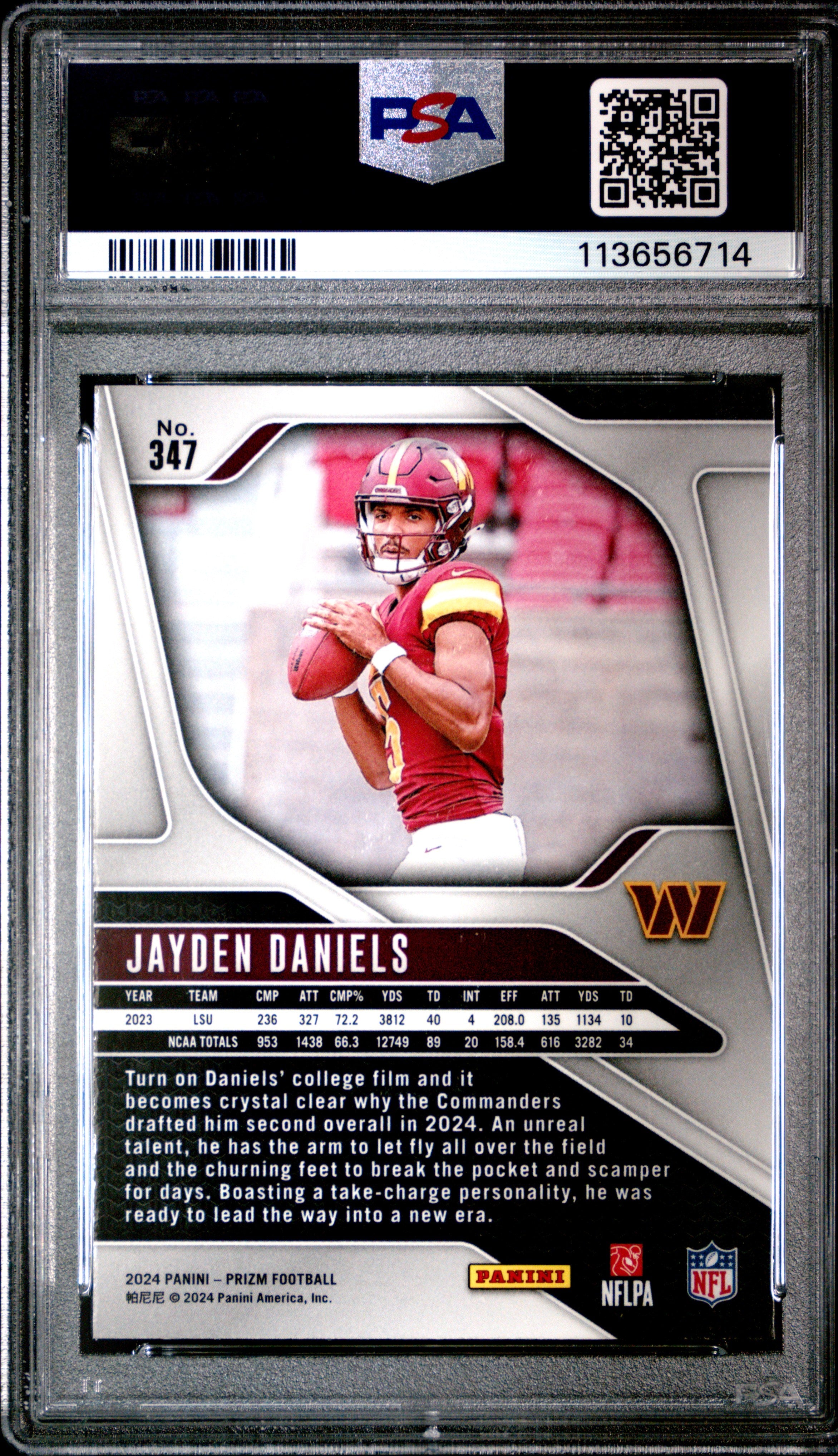 2024 Panini Prizm Jayden Daniels #347 PSA 10 GEM MINT Washington Commanders Graded Sports Cards