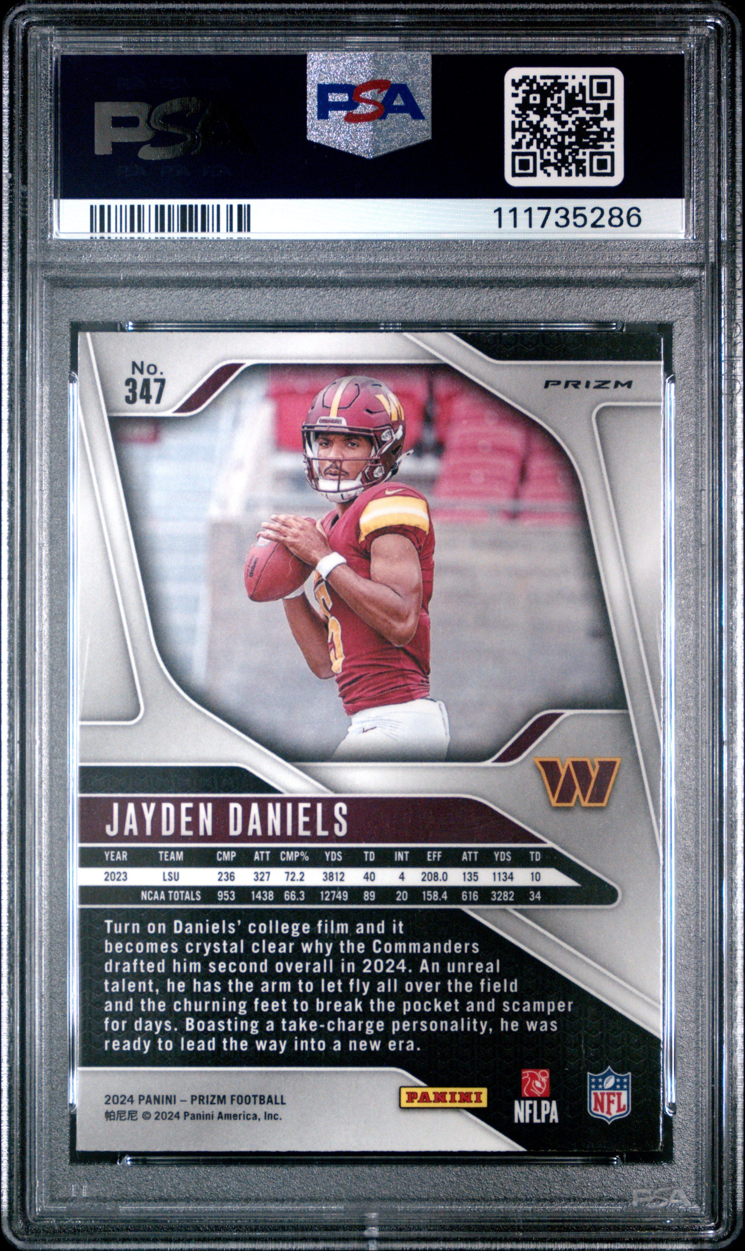 2024 Panini Prizm Jayden Daniels Disco #347 PSA 10 Washington Commanders - Graded Sports Cards