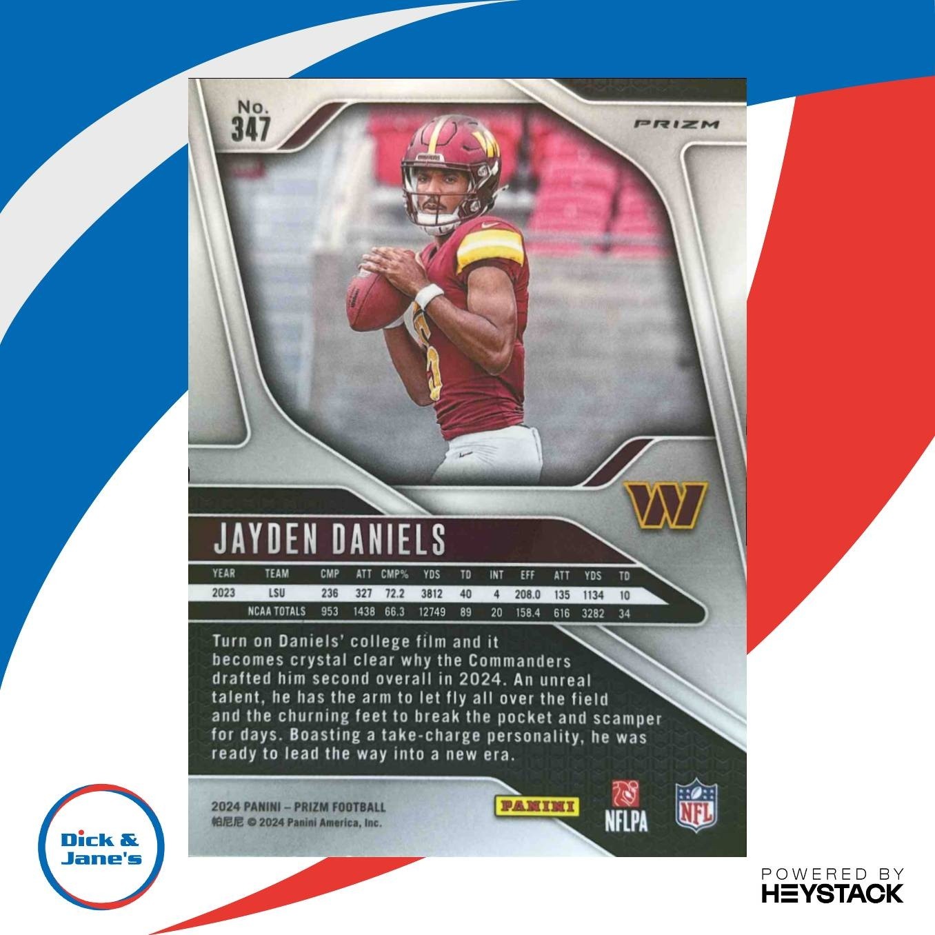 2024 Panini Prizm Jayden Daniels Neon Green Pulsar #347 RC Washington Commanders - Sports Cards