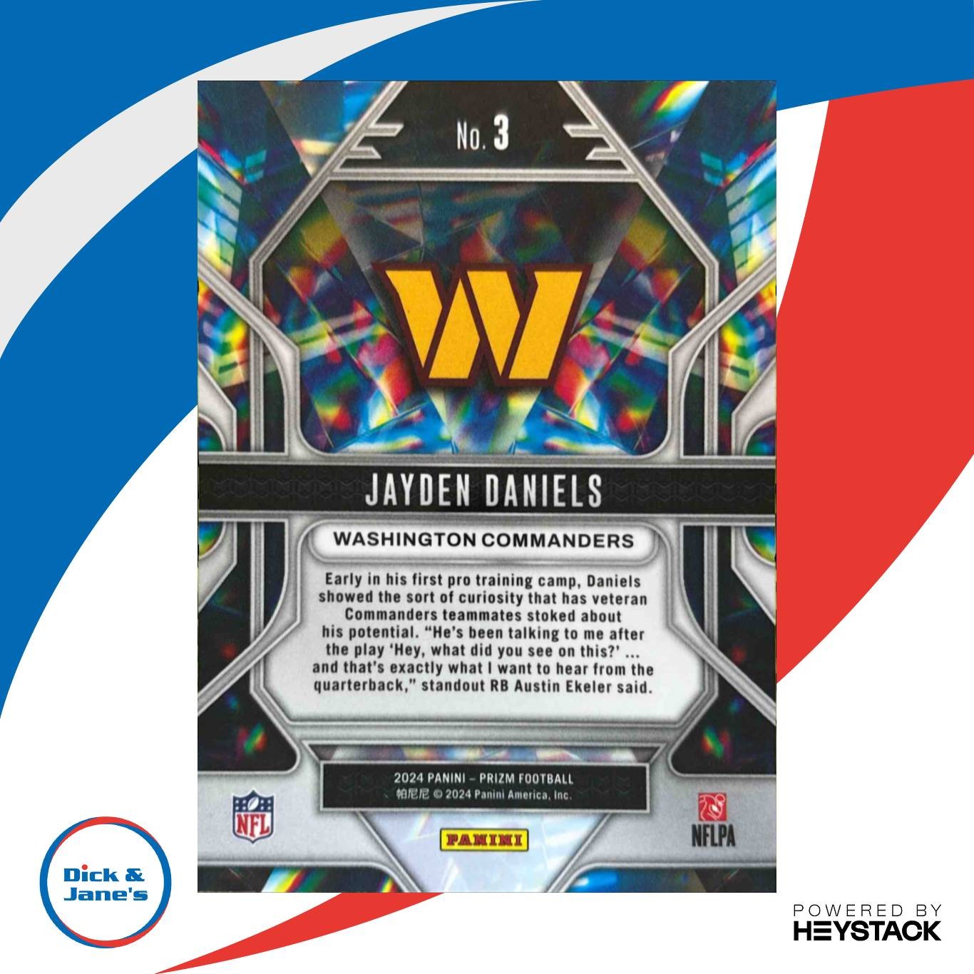 2024 Panini Prizm Jayden Daniels Prizmatic #3 RC Washington Commanders ROOKIE - Sports Cards