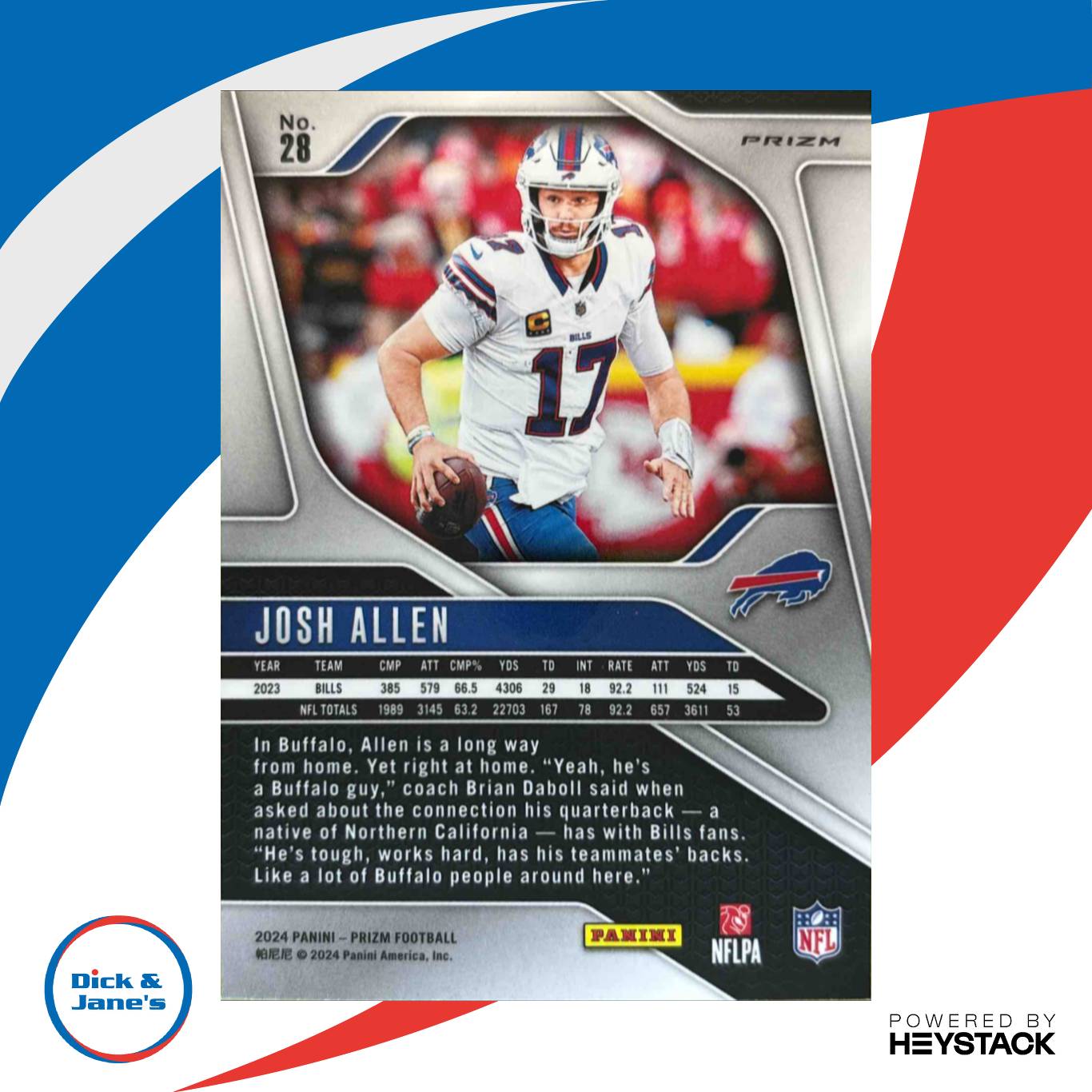 2024 Panini Prizm Josh Allen Cracked Orange Ice #28 Buffalo Bills - Sports Cards
