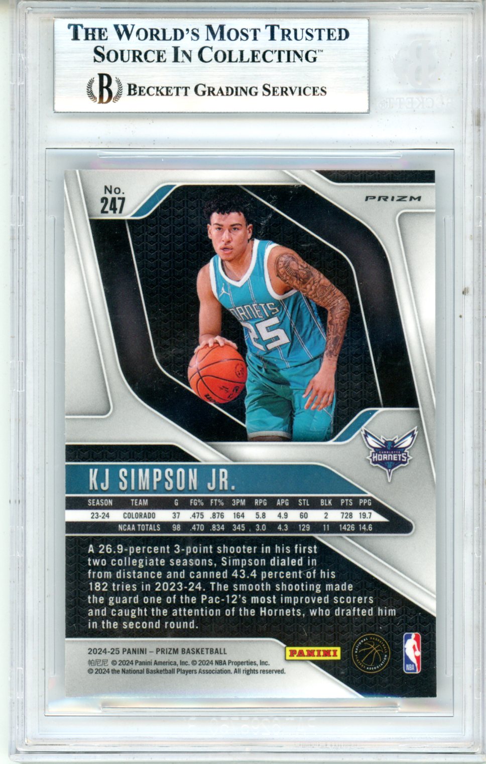 2024 Panini Prizm KJ Simpson Jr. #247 BGS 8.5 - Graded Sports Cards