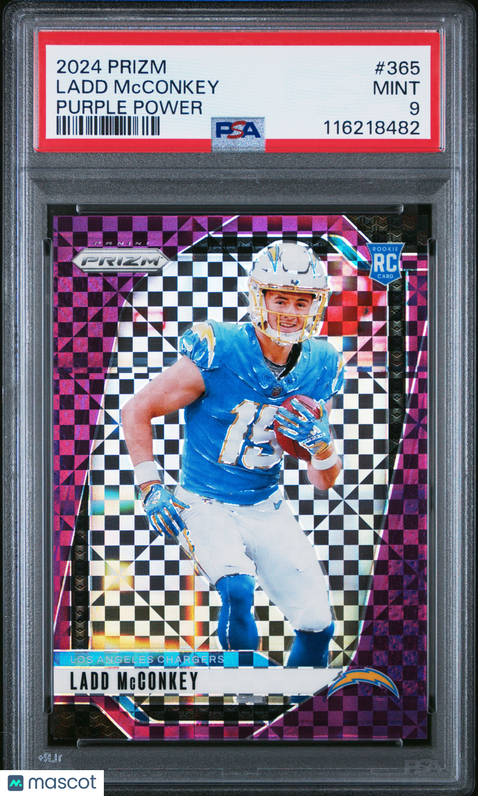 2024 Panini Prizm Ladd Mcconkey Purple Power Rookie 11/49 #365 PSA 9 MINT - Graded Sports Cards
