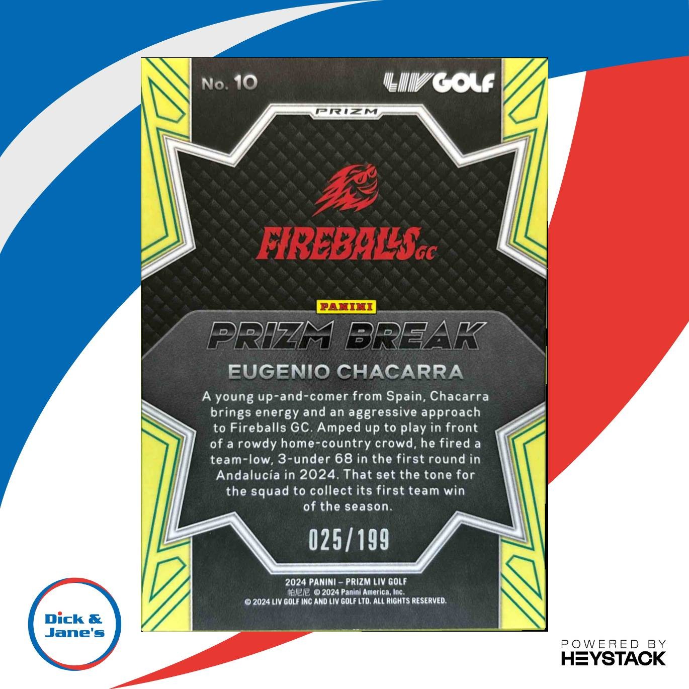 2024 Panini Prizm LIV Eugenio Chacarra Break Teal Prizms 25/199 #10 Fireballs GC - Sports Cards