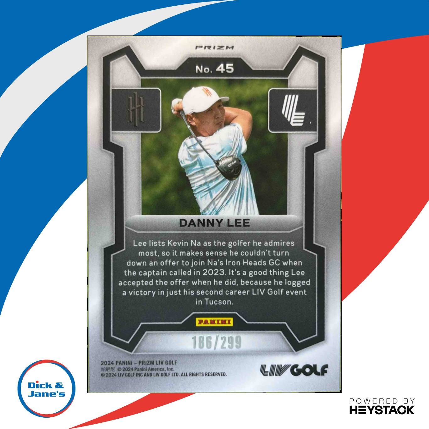 2024 Panini Prizm LIV Golf Danny Lee Silver Pulsar 186/299 #45 Iron Heads GC - Sports Cards