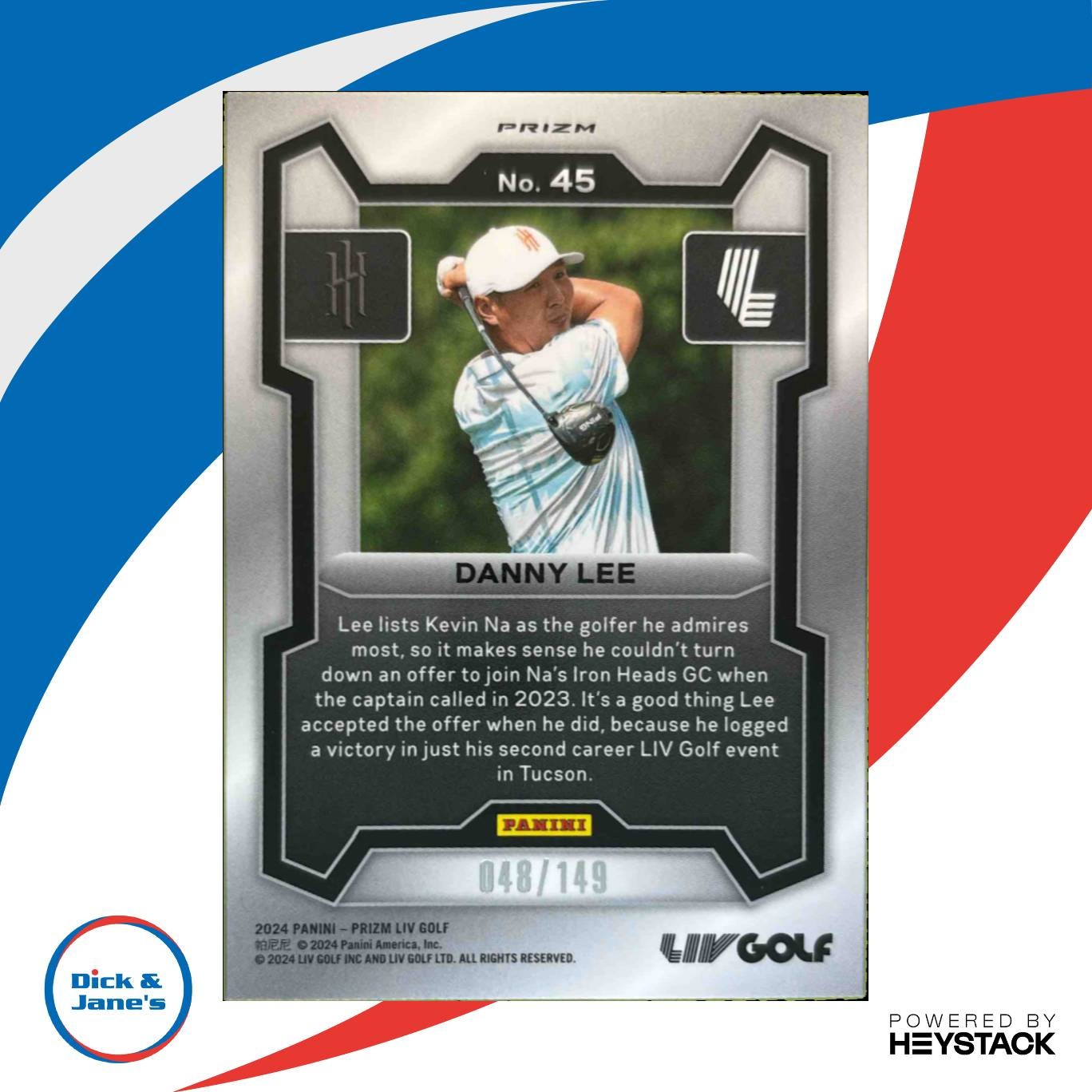 2024 Panini Prizm LIV Golf Danny Lee TRUE Red 48/149 #45 Iron Heads GC - Sports Cards
