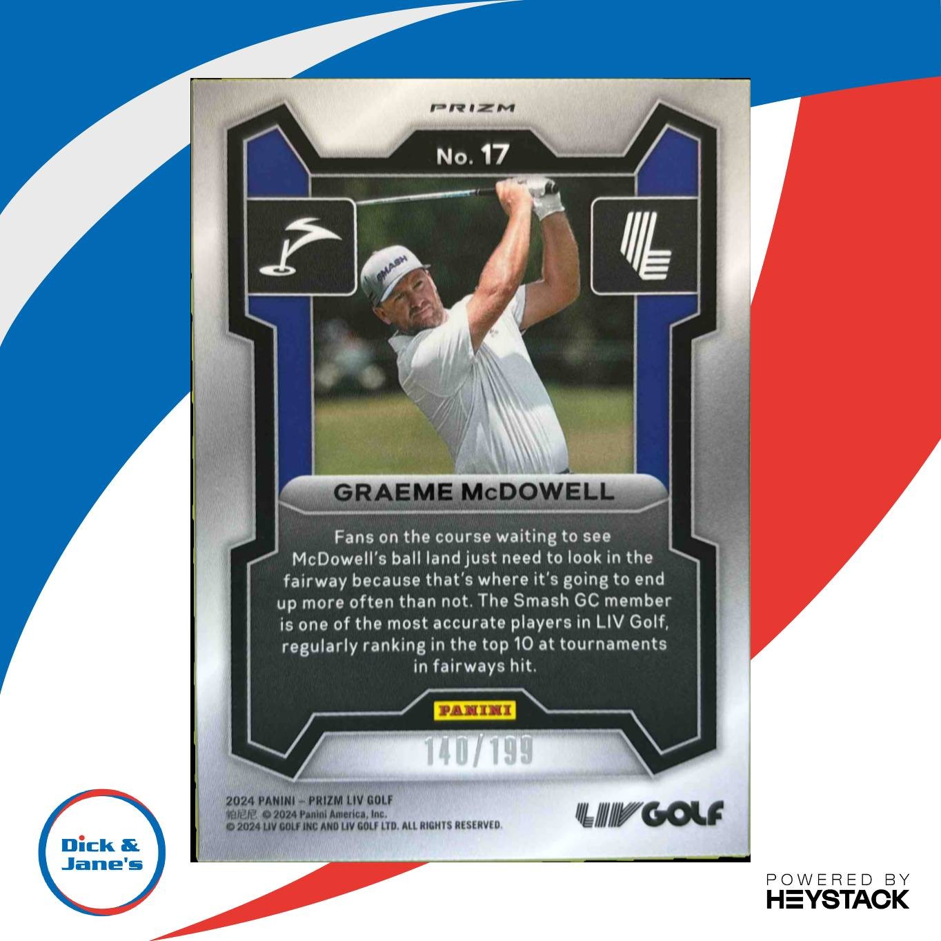 2024 Panini Prizm LIV Golf Graeme McDowell Teal 140/199 #17 Smash GC - Sports Cards