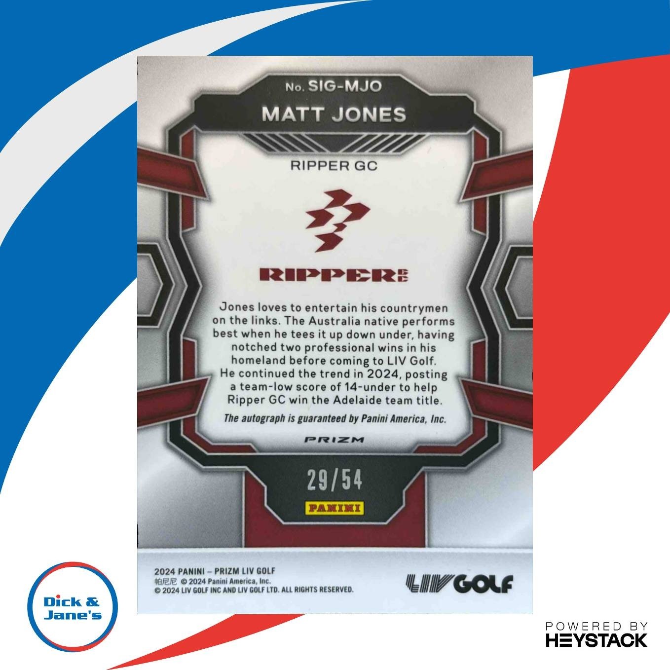 2024 Panini Prizm LIV Matt Jones Signatures Green Mojo 29/54 Auto Ripper GC - Sports Cards