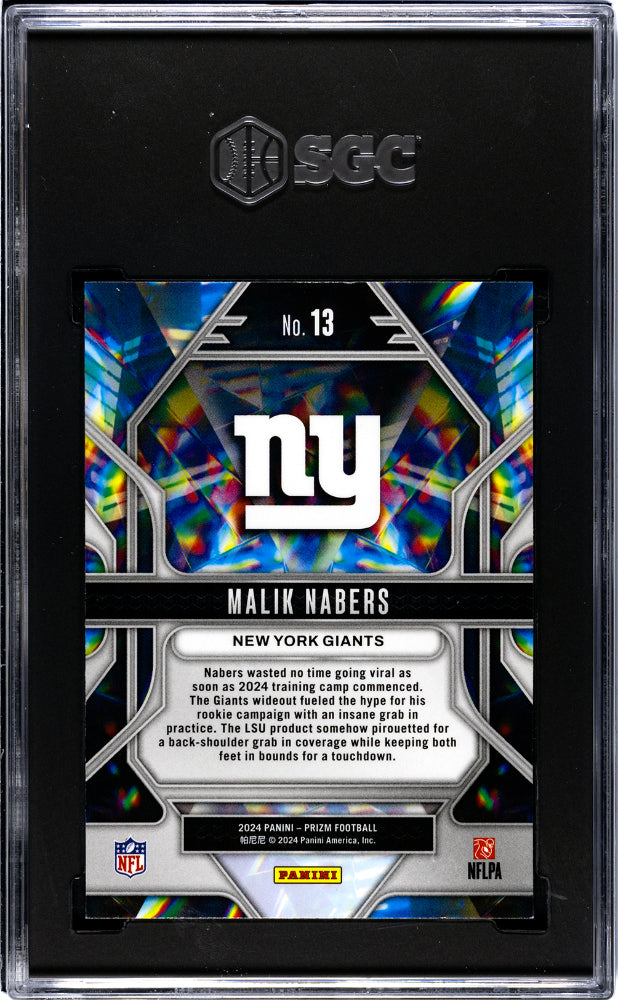 2024 Panini Prizm Malik Nabers Prizmatic Rookie #13 SGC 9 New York Giants - Graded Sports Cards