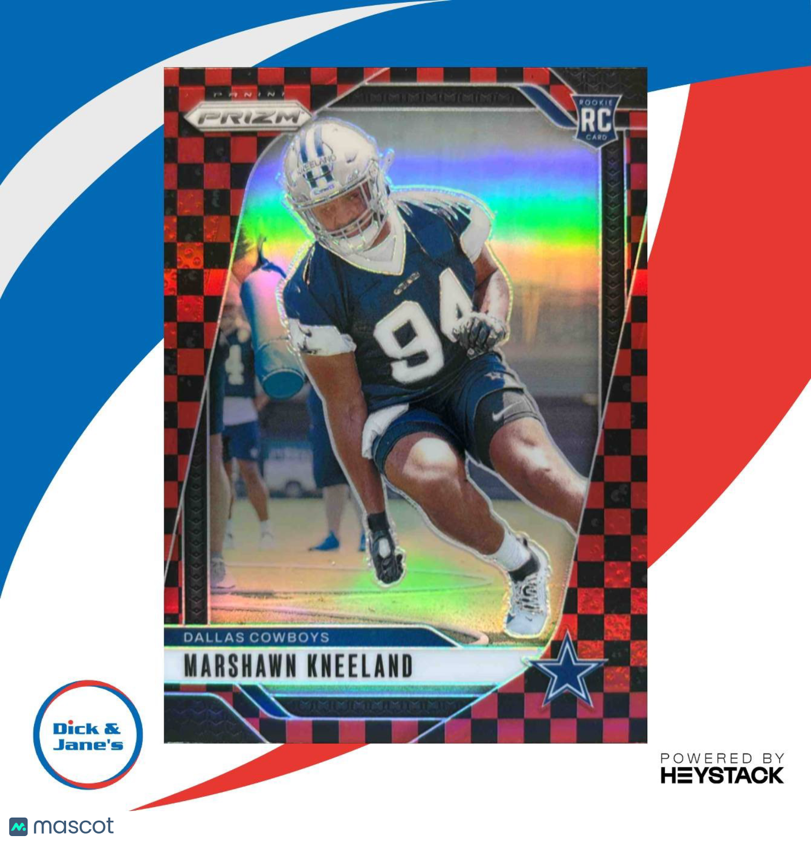 2024 Panini Prizm Marshawn Kneeland Black and Red Checker #373 RC Dallas Cowboys - Sports Cards