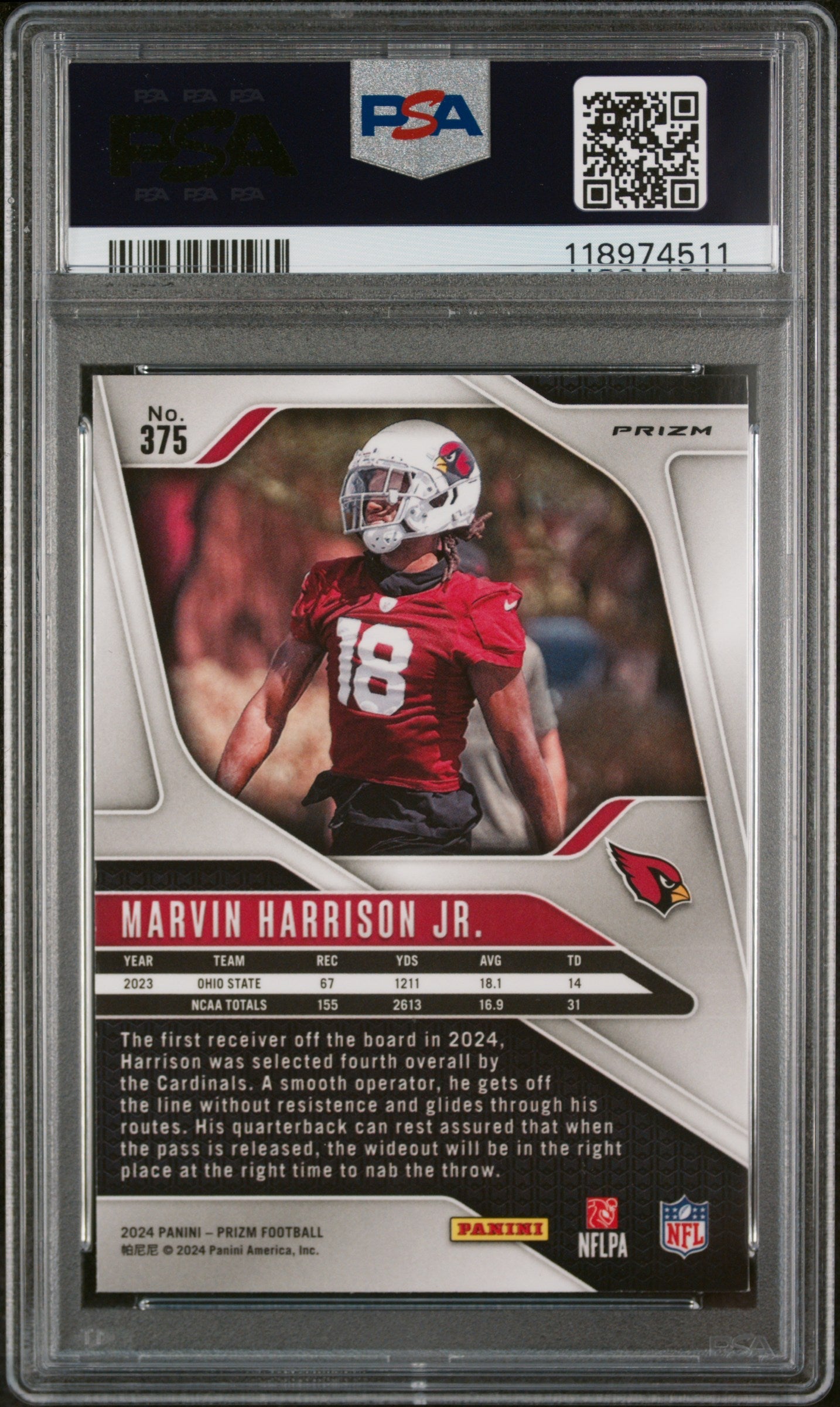 2024 Panini Prizm Marvin Harrison JR. Orange Ice Rookie #375 PSA 9 MINT - Graded Sports Cards