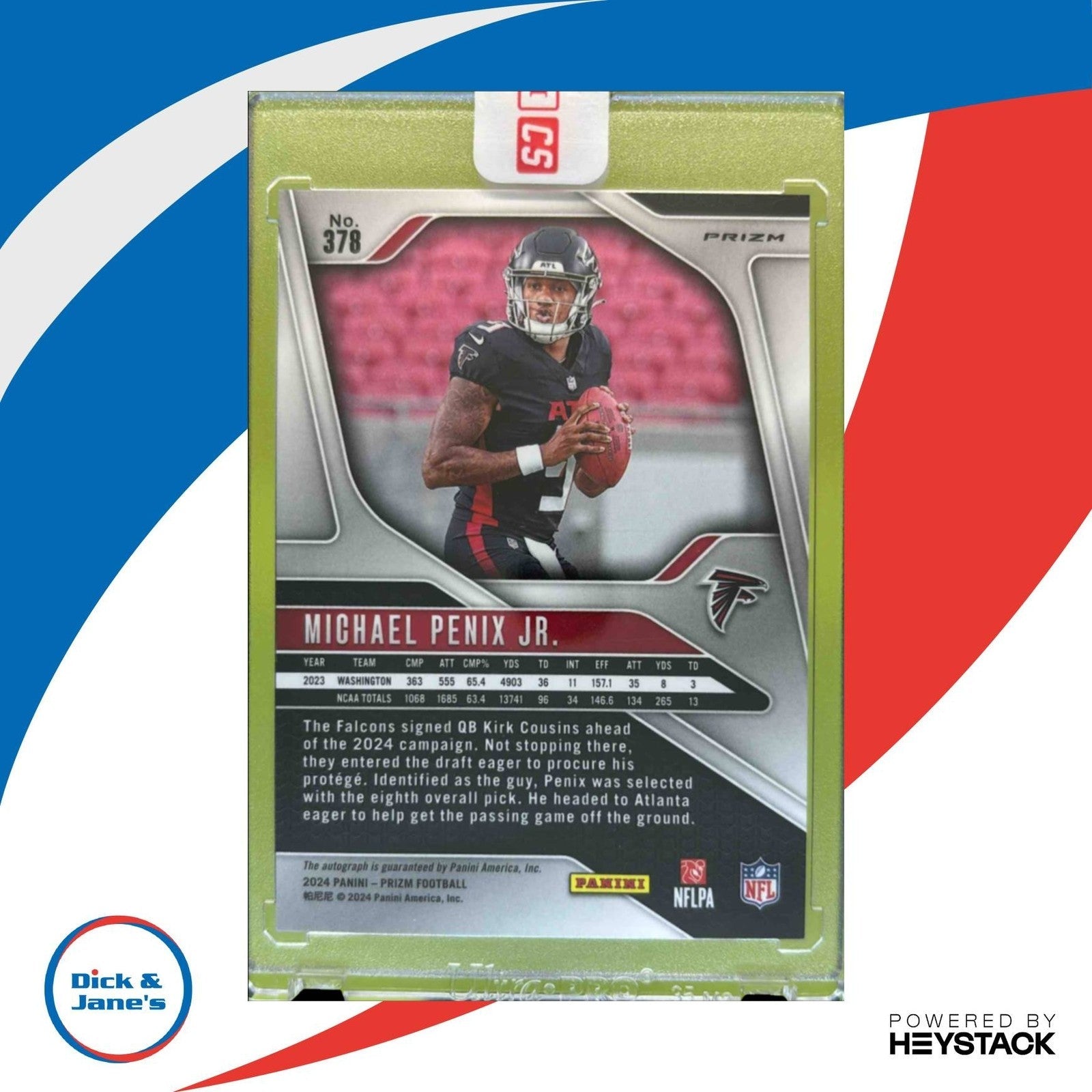 2024 Panini Prizm Michael Penix Jr. Auto Silver #378 RC Atlanta Falcons - Sports Cards