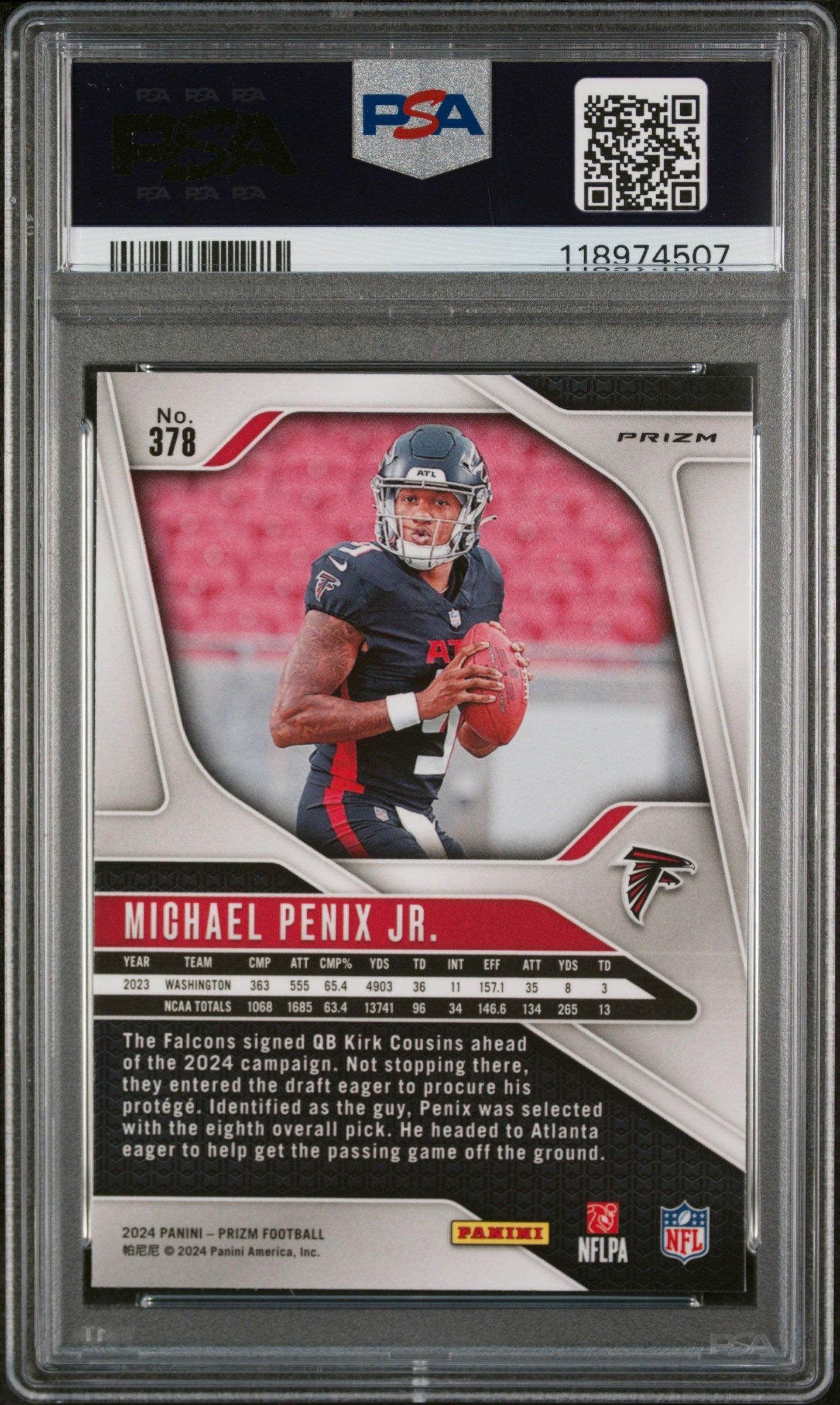 2024 Panini Prizm Michael Penix JR. Red White Blue #378 PSA 10 - Graded Sports Cards