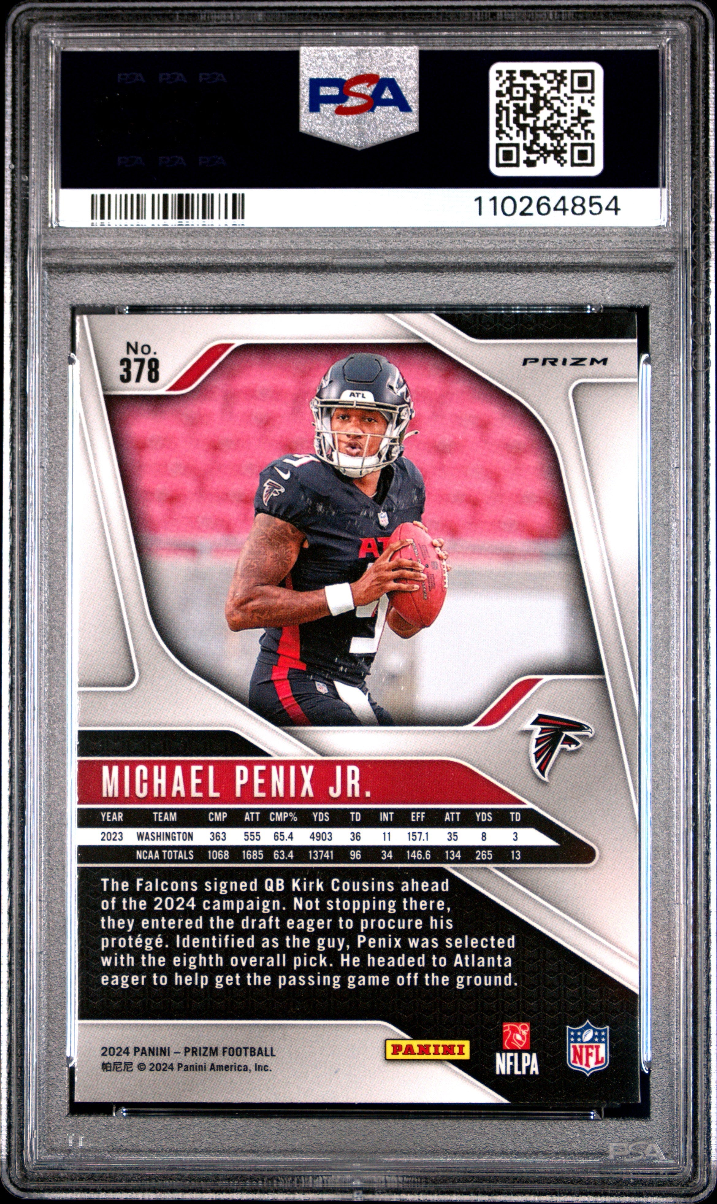 2024 Panini Prizm Michael Penix JR. Red White Blue #378 PSA 8 - Graded Sports Cards