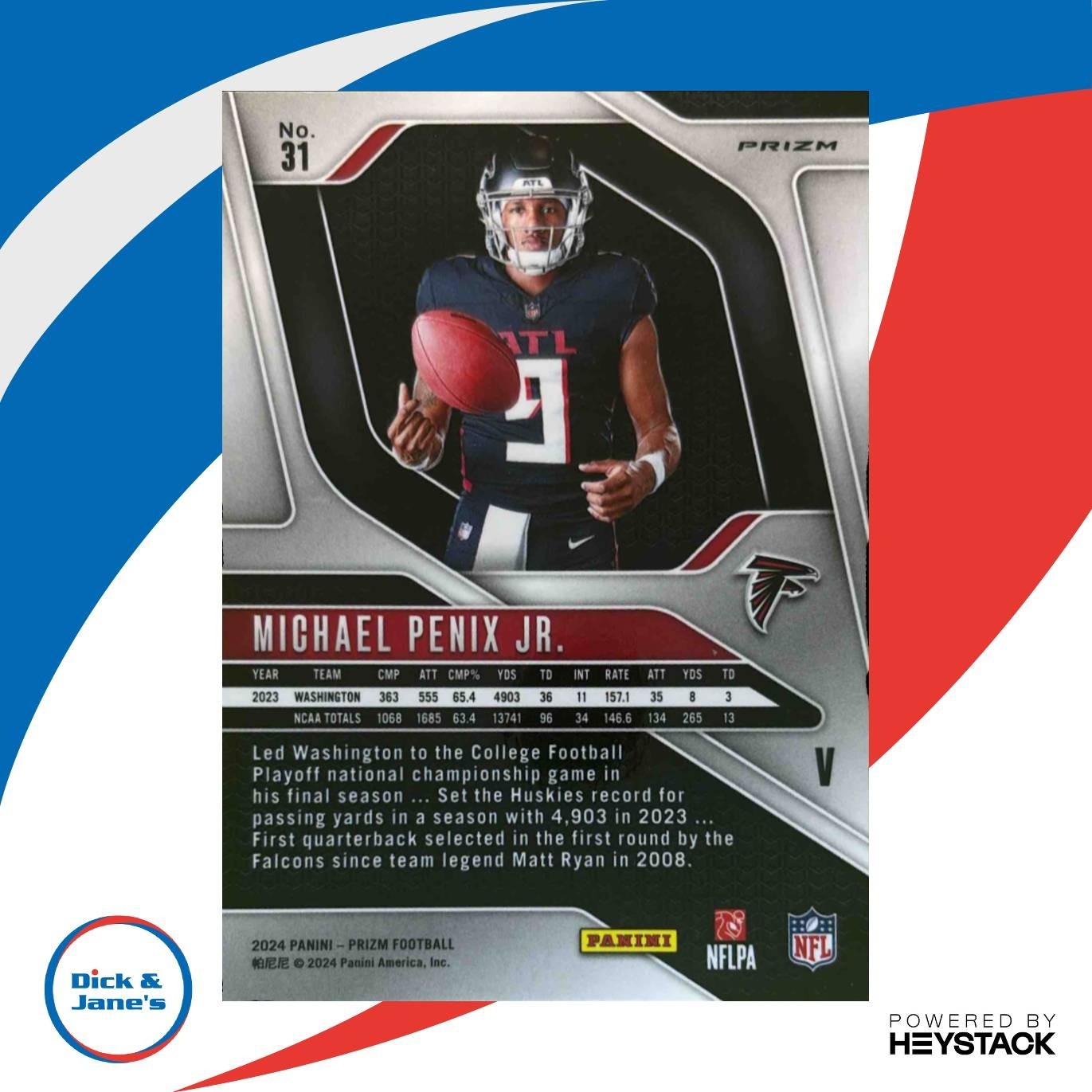 2024 Panini Prizm Michael Penix Jr. Rookie Variations #31 RC VAR Atlanta Falcons - Sports Cards