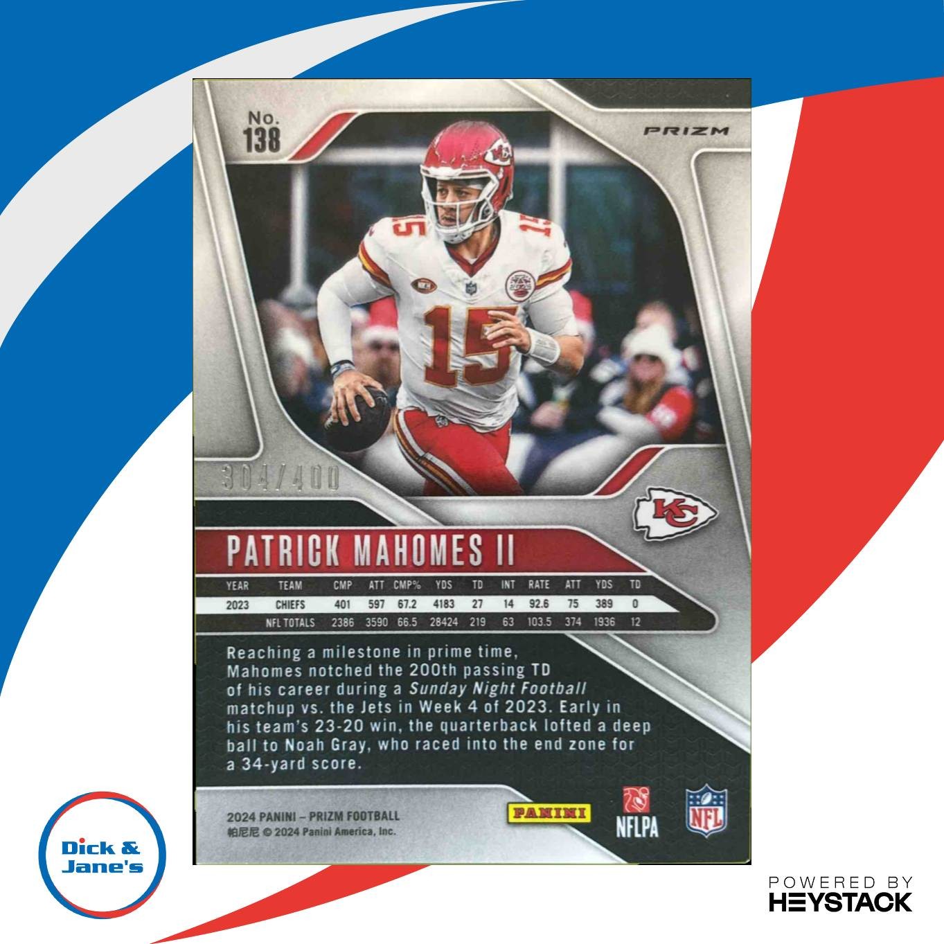 2024 Panini Prizm Patrick Mahomes II Pandora 304/400 #138 Kansas City Chiefs - Sports Cards