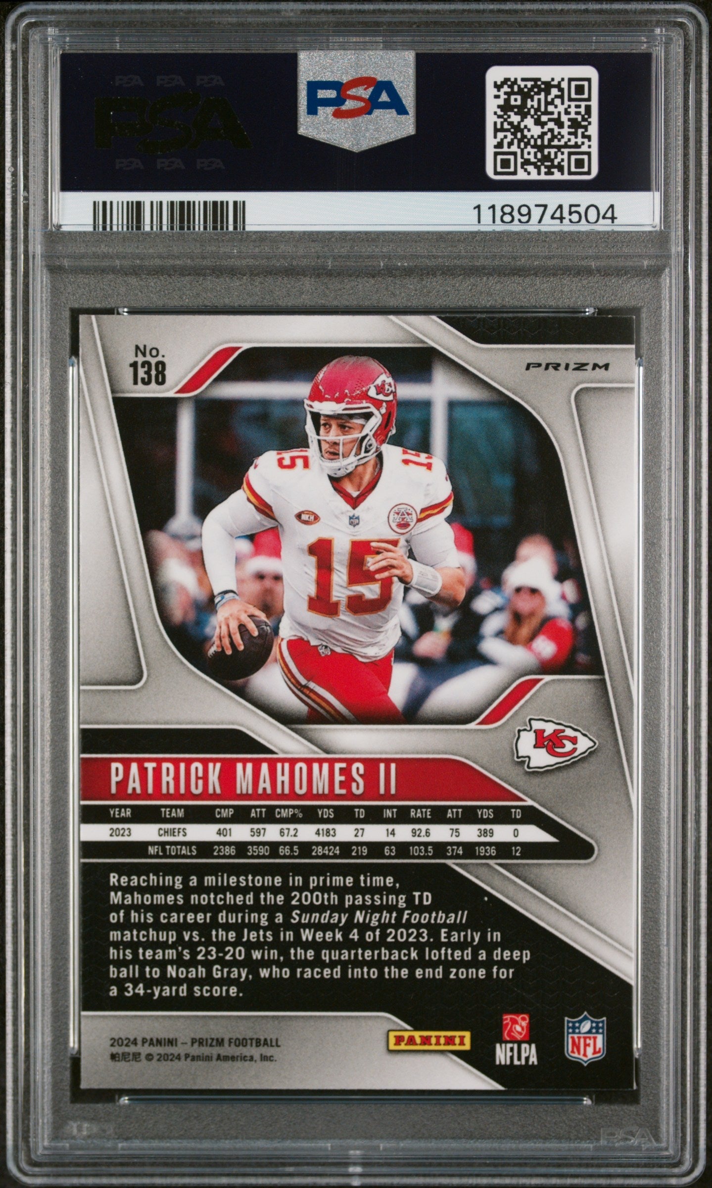 2024 Panini Prizm Patrick Mahomes II Silver #138 PSA 8 - Graded Sports Cards