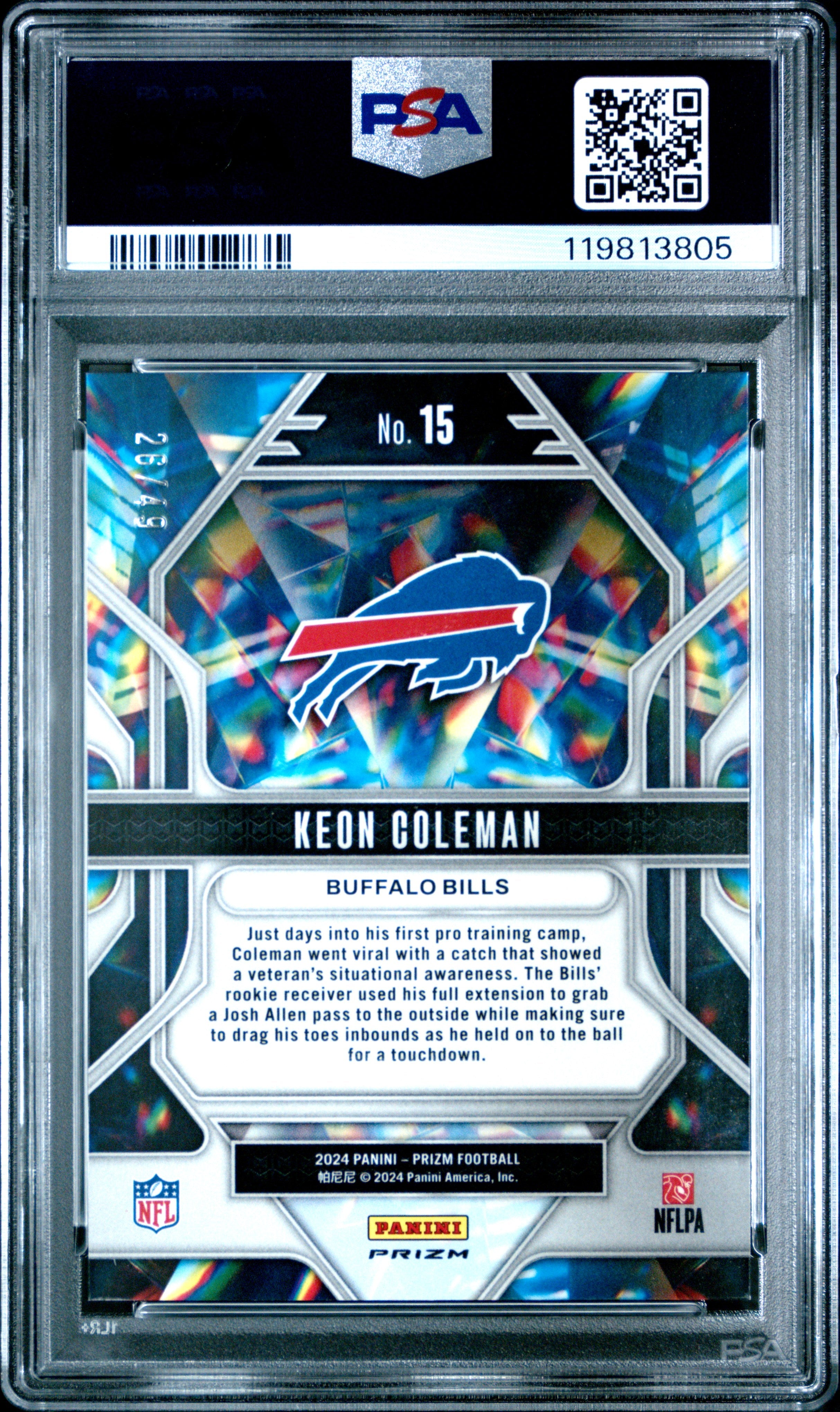 2024 Panini Prizm Prizmatic Keon Coleman Purple Power /49 #15 PSA 10 - Graded Sports Cards
