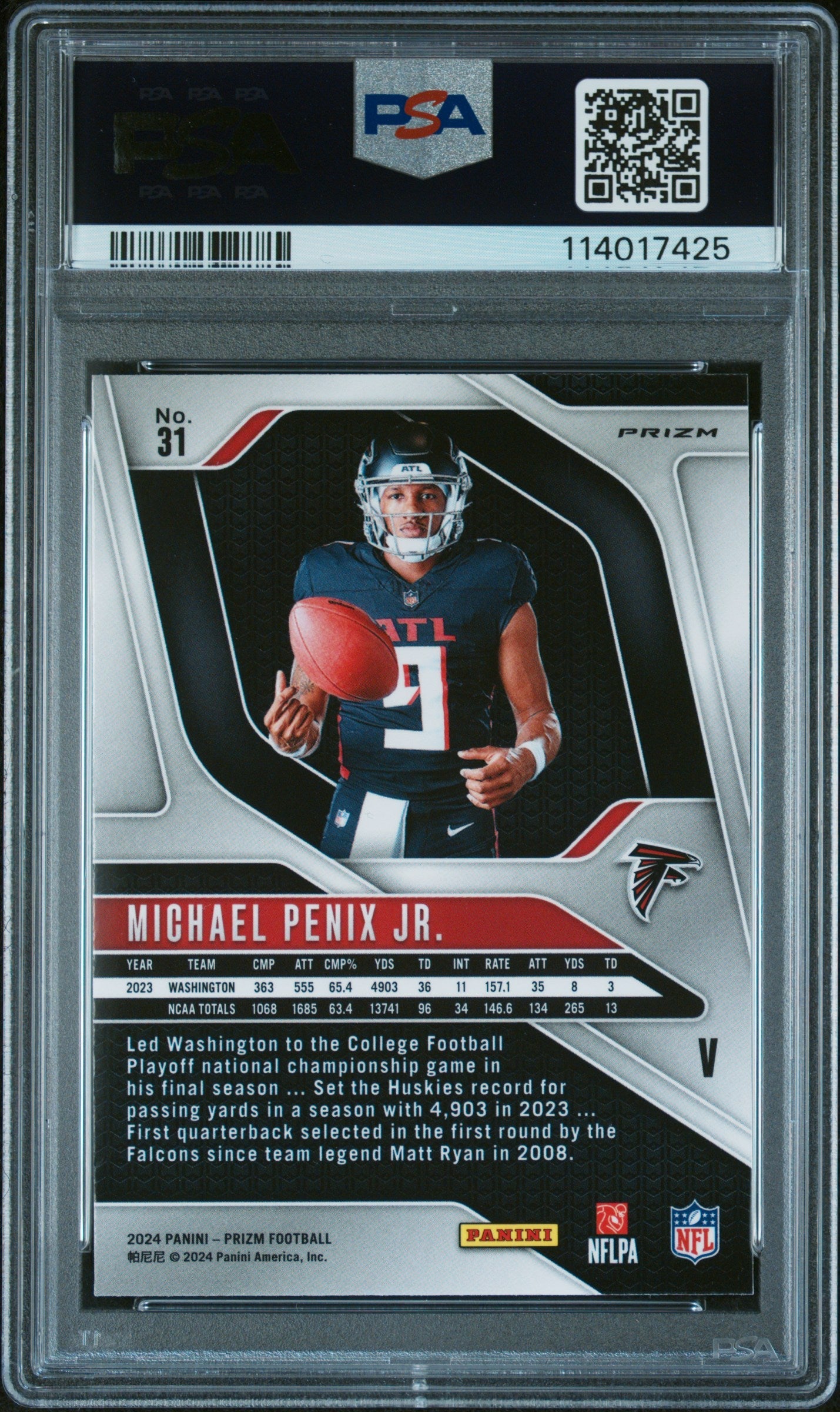 2024 Panini Prizm Rookie Variation Michael Penix JR. #31 PSA 10 - Graded Sports Cards