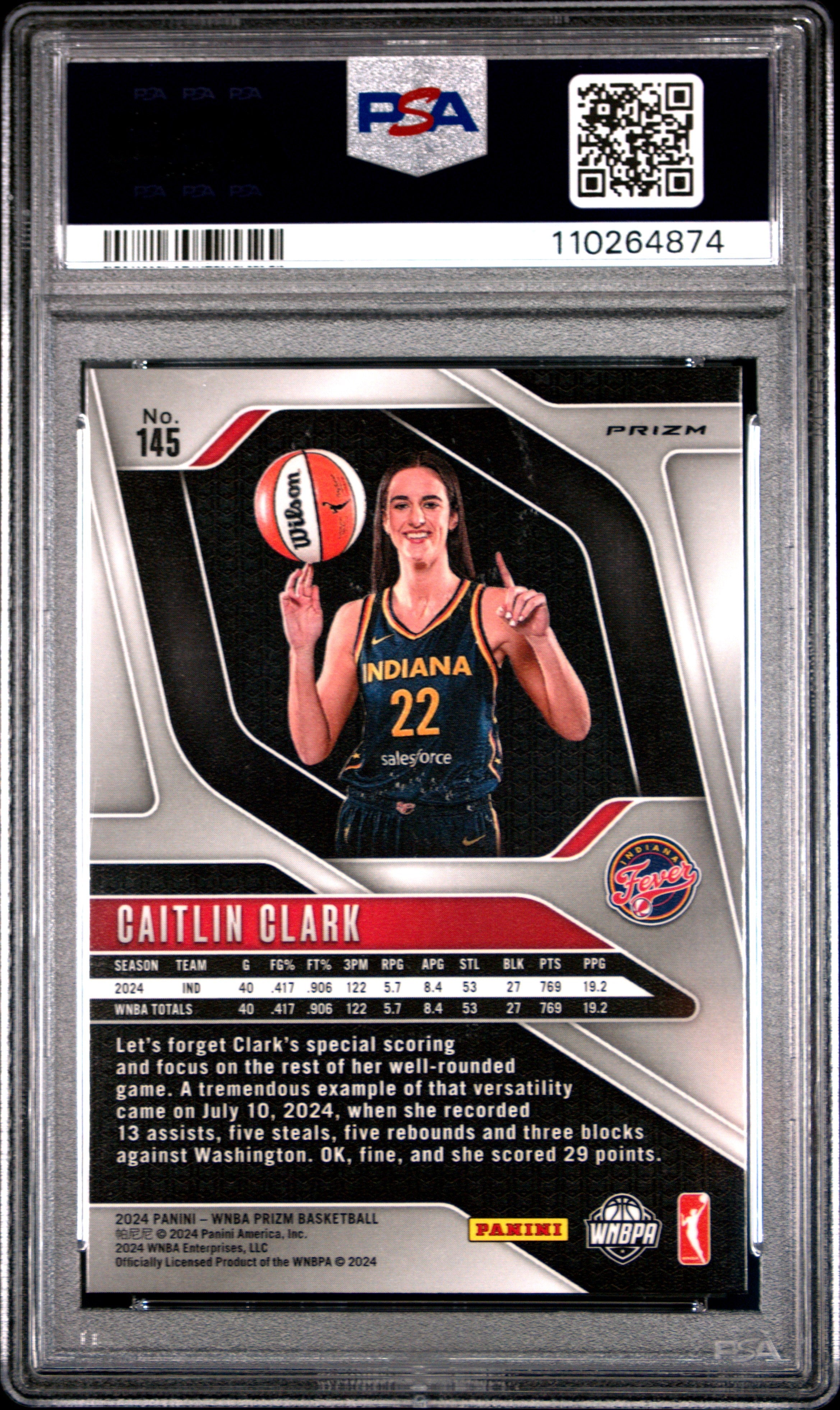 2024 Panini Prizm WNBA Caitlin Clark Ice #145 PSA 8 - Graded Sports Cards
