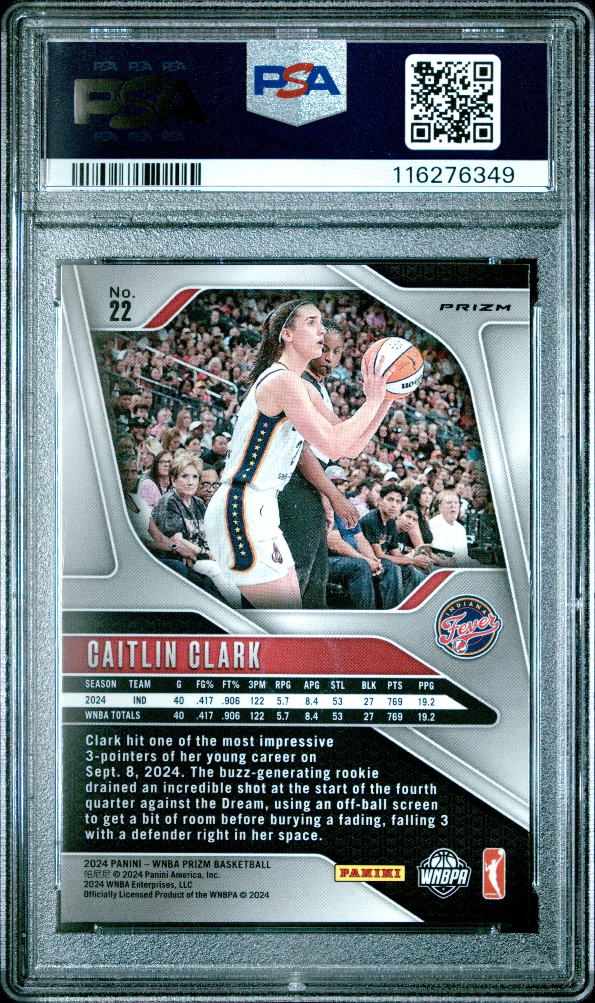 2024 Panini Prizm WNBA Caitlin Clark RC Logo #22 PSA 9 MINT Indiana Fever Rookie - Graded Sports Cards