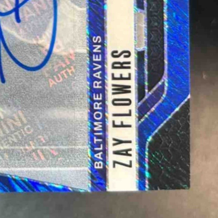 2024 Panini Prizm Zay Flowers Auto Blue Shimmer /25 #21 Baltimore Ravens - Sports Cards