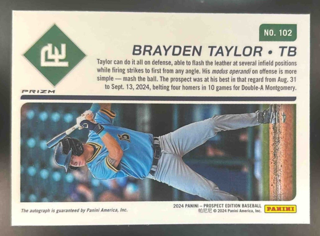 2024 Panini Prospect Edition Brayden Taylor Signature Purple Scope /49 #102 Auto - Sports Cards