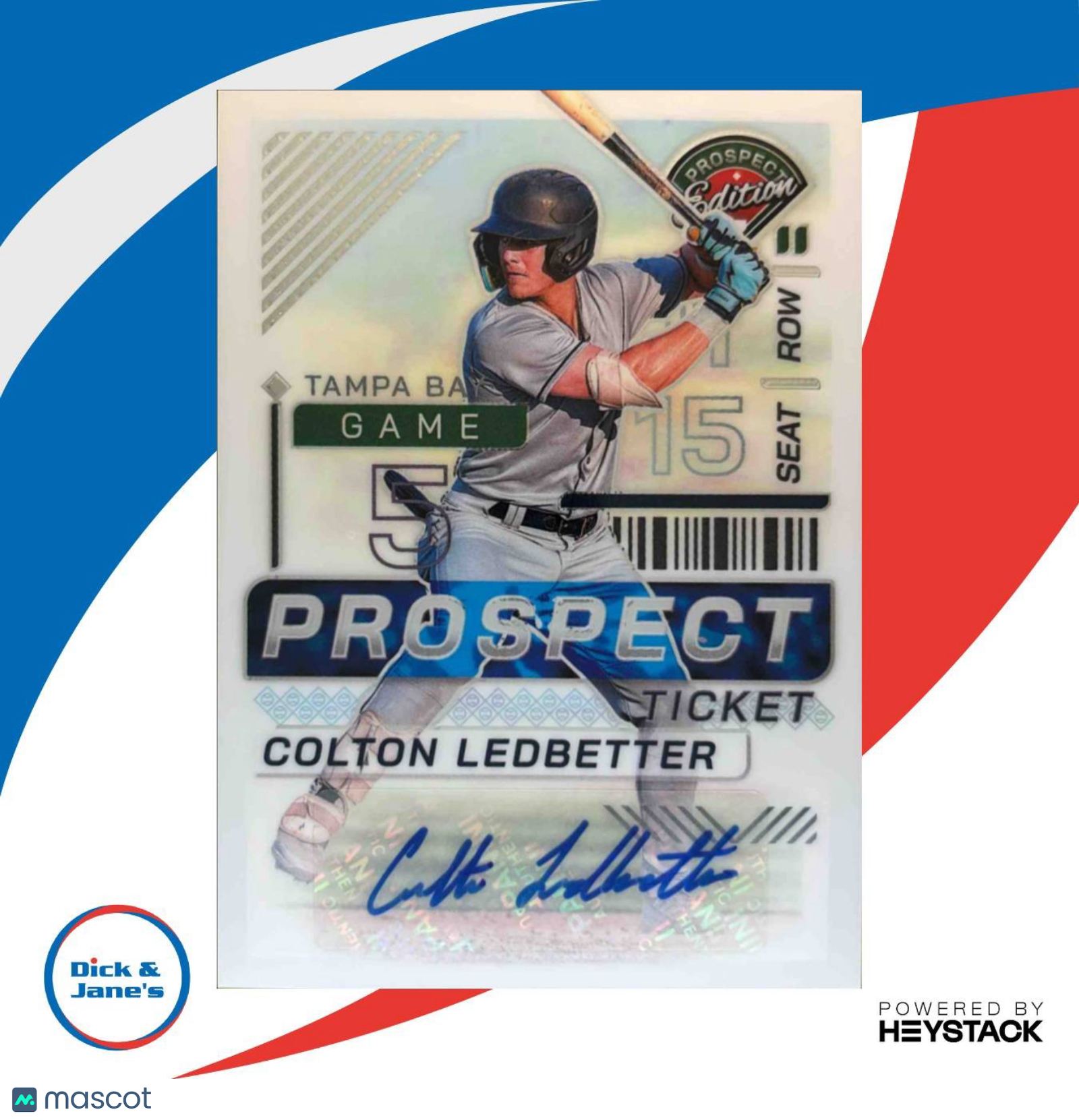 2024 Panini Prospect Edition Colton Ledbetter Holo Ticket Signatures #134 Rays - Sports Cards