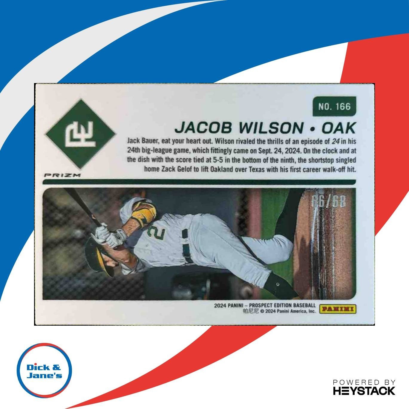2024 Panini Prospect Edition Jacob Wilson Ticket /99 #166 Oakland Athletics - Sports Cards