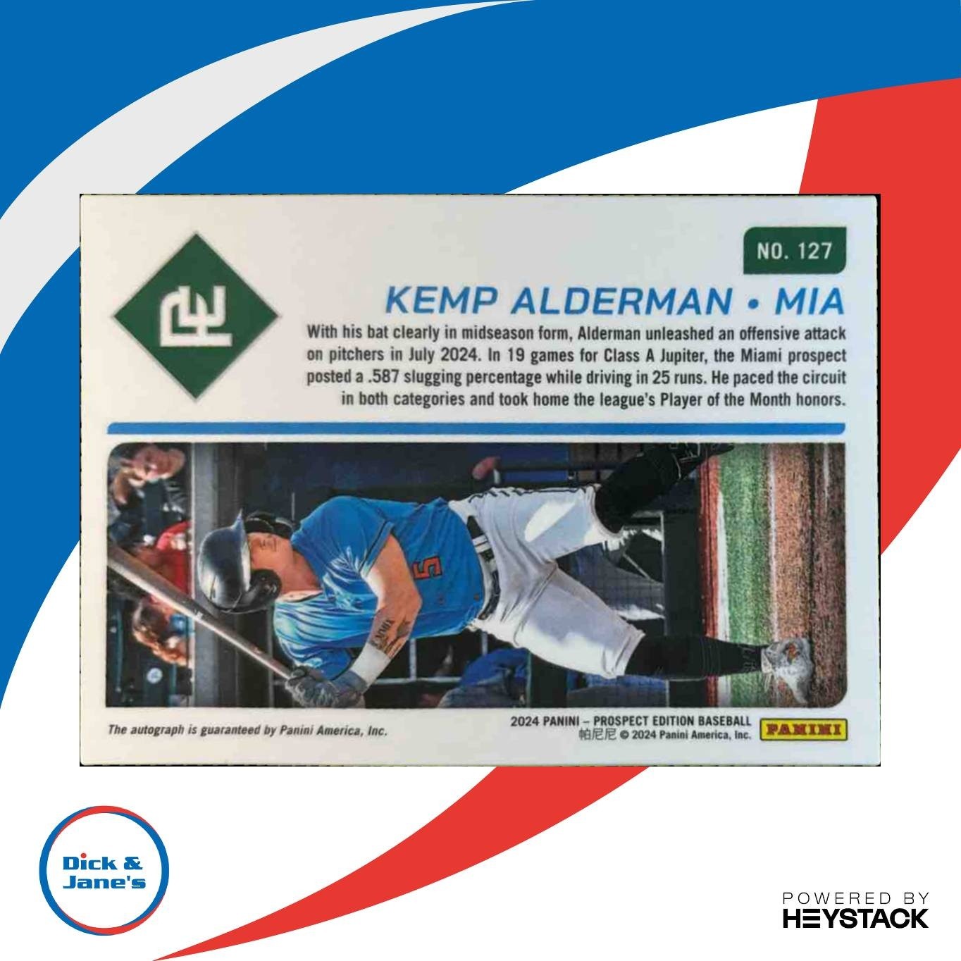 2024 Panini Prospect Edition Kemp Alderman Ticket Signatures #127 Auto Marlins - Sports Cards