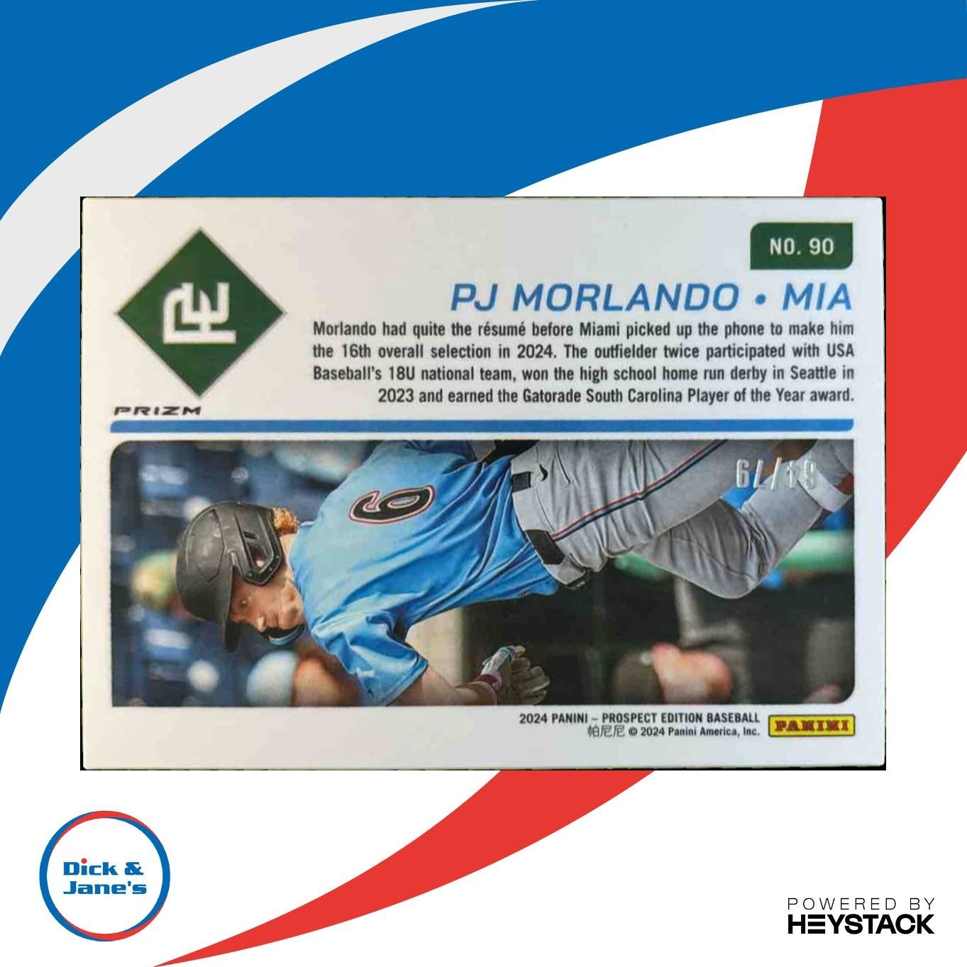 2024 Panini Prospect Edition PJ Morlando Holo Ticket Pink /79 #90 Miami Marlins - Sports Cards