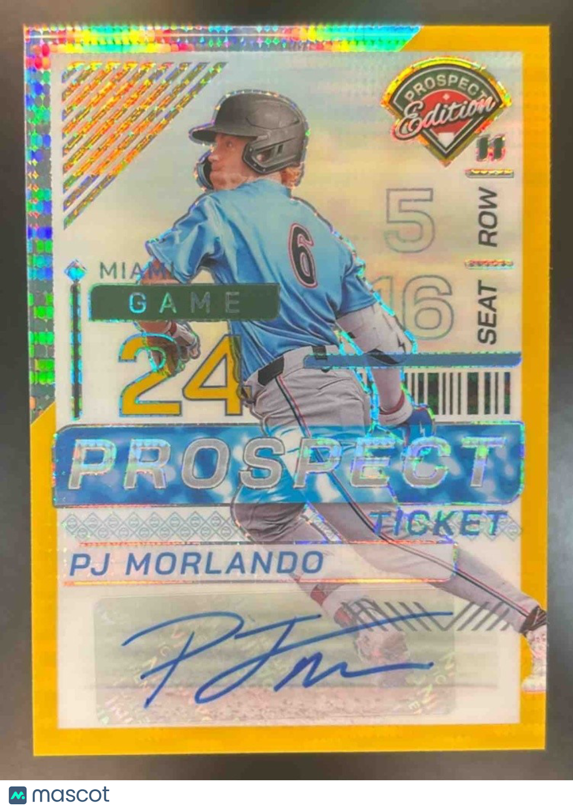 2024 Panini Prospect Edition PJ Morlando Signature Gold Pulsar 1/10 Auto Marlins - Sports Cards