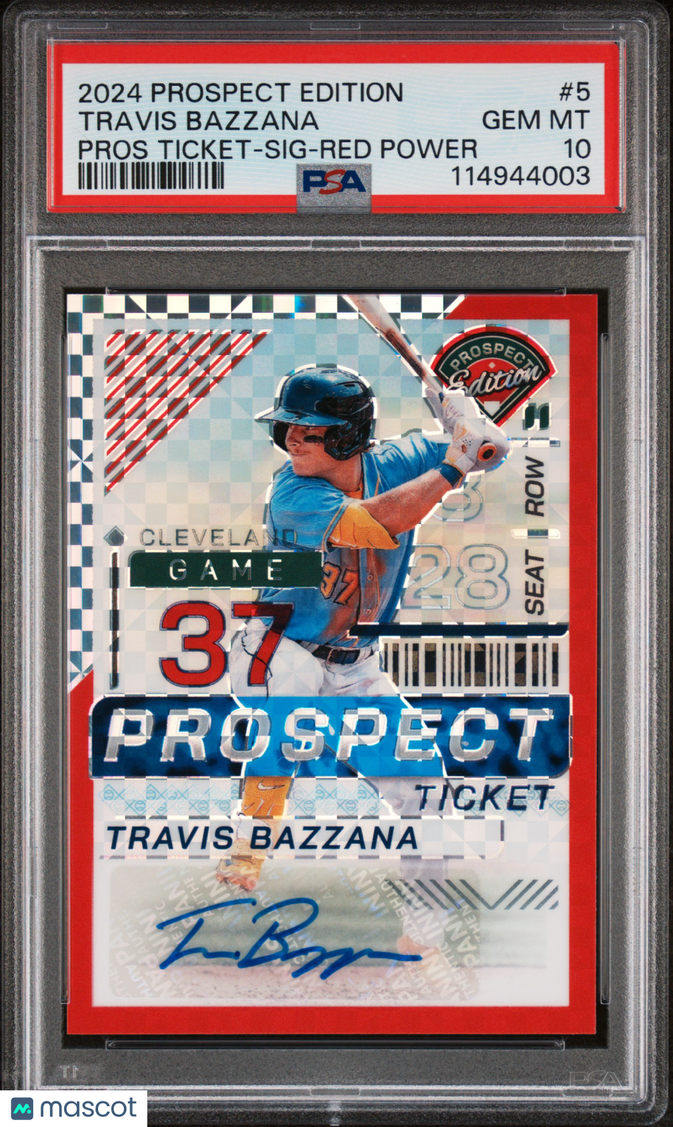 2024 Panini Prospect Edition Prospect Ticket Travis Bazzana SIG Red Power PSA 10 Graded Sports Cards
