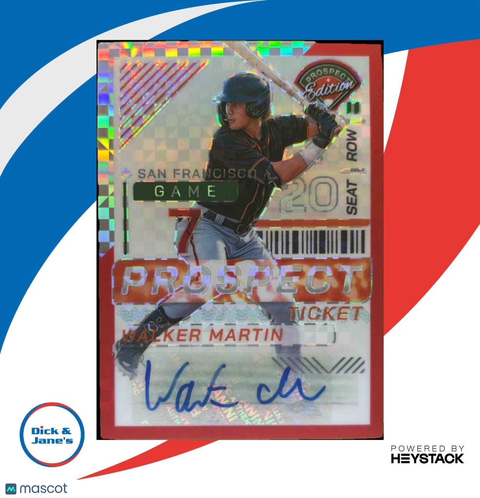 2024 Panini Prospect Edition Walker Martin Signatures Red Power /99 Auto Giants - Sports Cards