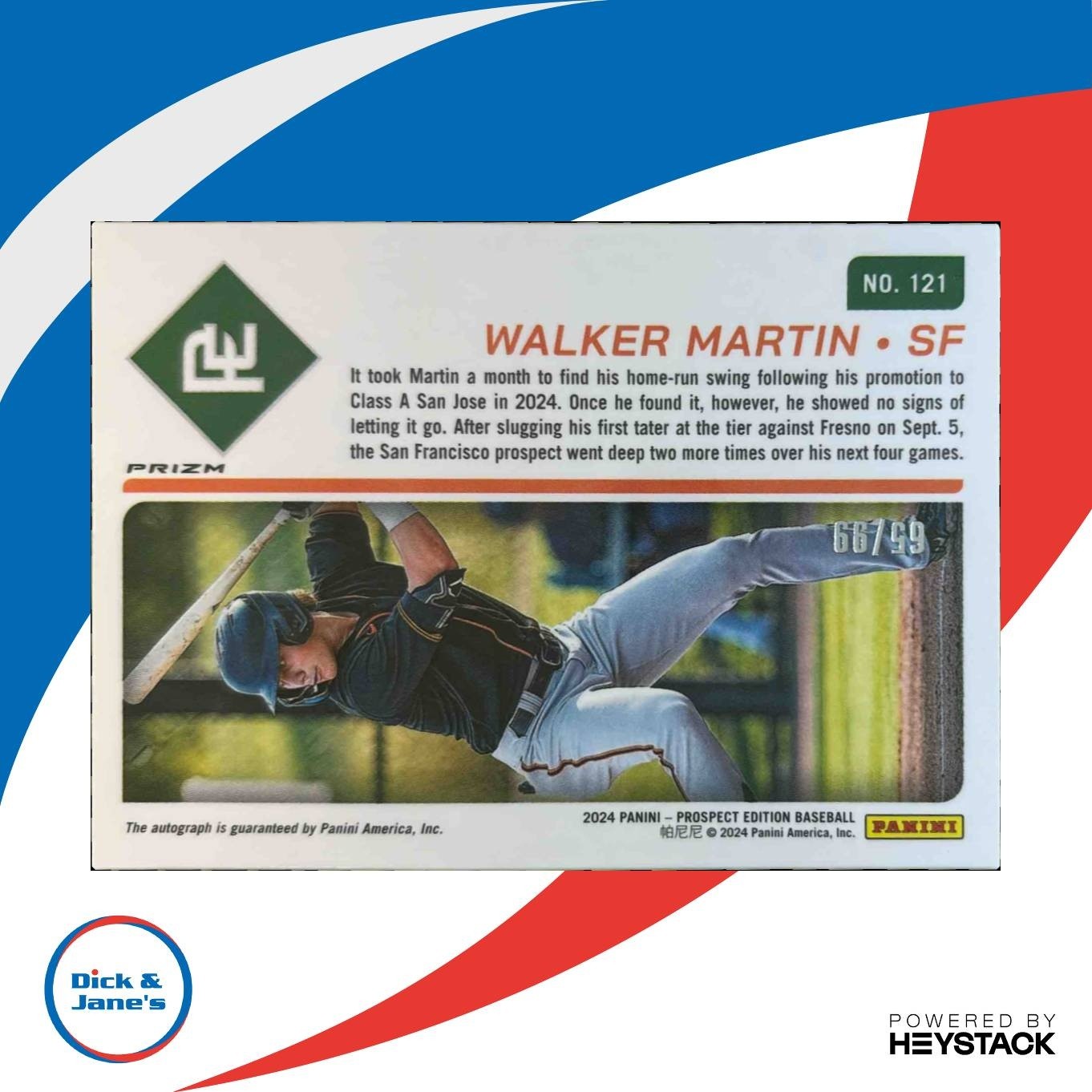 2024 Panini Prospect Edition Walker Martin Signatures Red Power /99 Auto Giants - Sports Cards