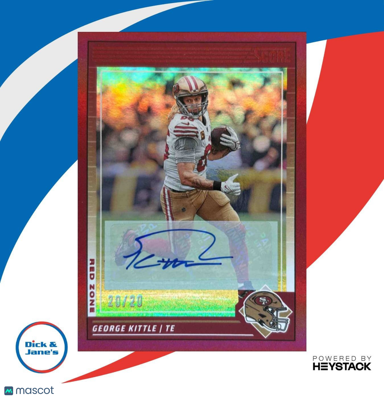 2024 Panini Score George Kittle Signatures Red Zone 20/20 #247 Auto 49ers - Sports Cards