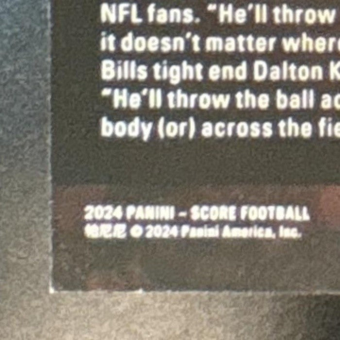2024 Panini Score Josh Allen Hardscore #HS-JAN Buffalo Bills - Sports Cards