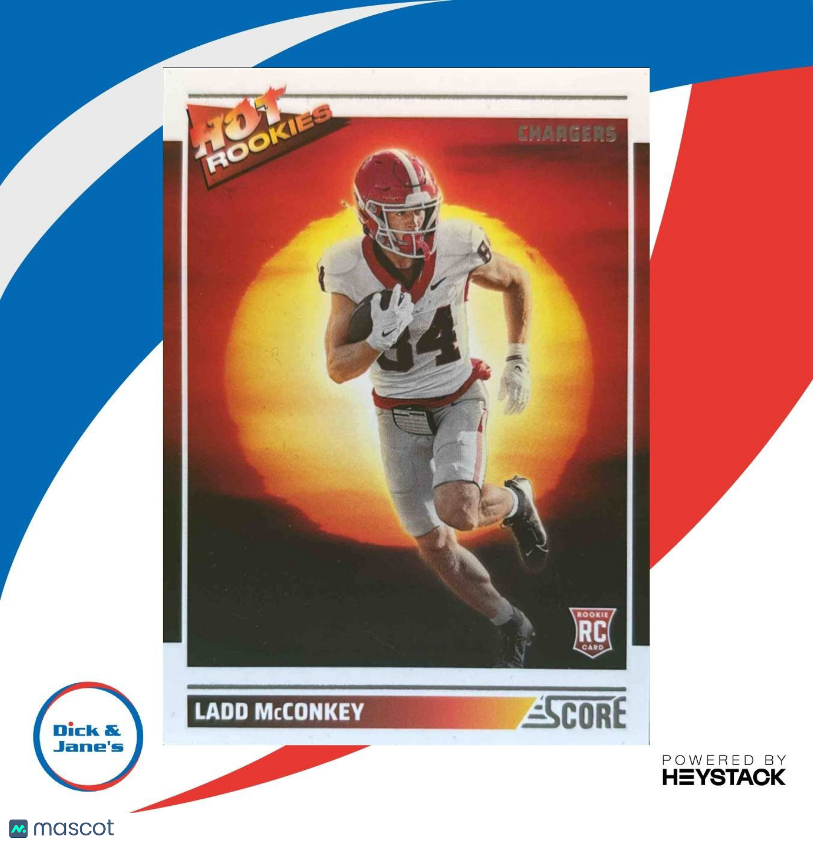 2024 Panini Score Ladd McConkey Hot Rookies #15 RC Los Angeles Chargers - Sports Cards