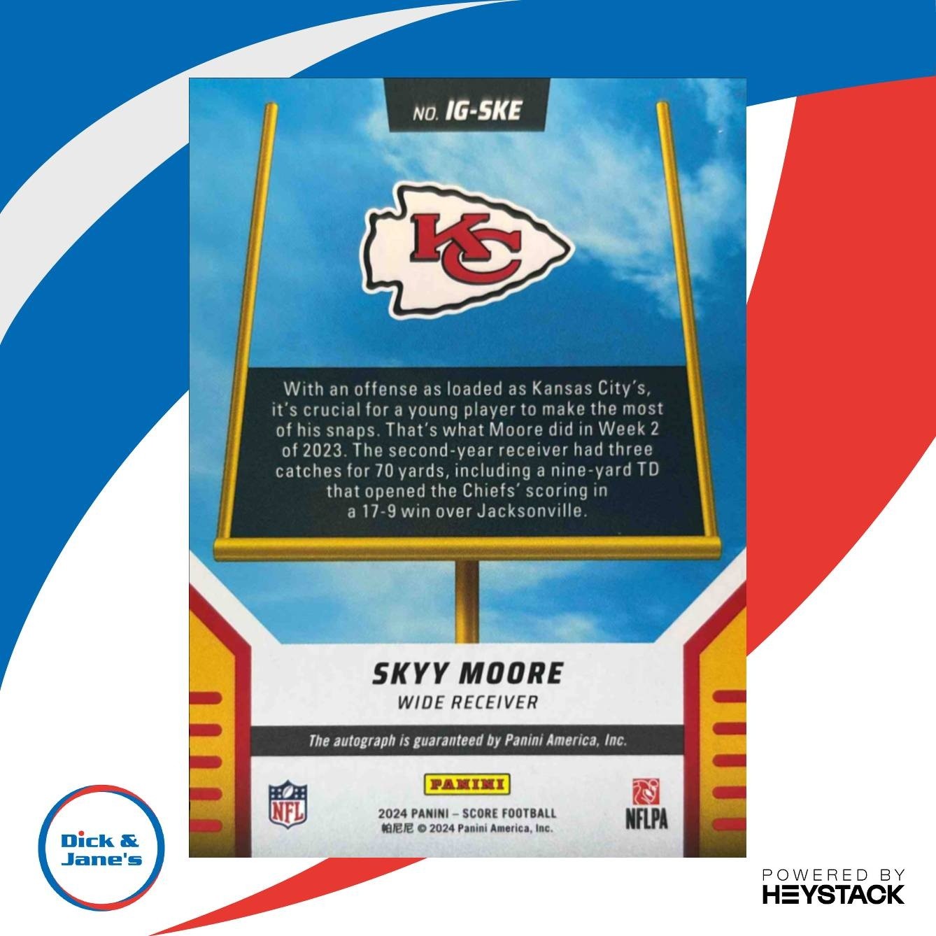 2024 Panini Score Skyy Moore It’s Good! Graphs #IG-SKE Auto Kansas City Chiefs - Sports Cards
