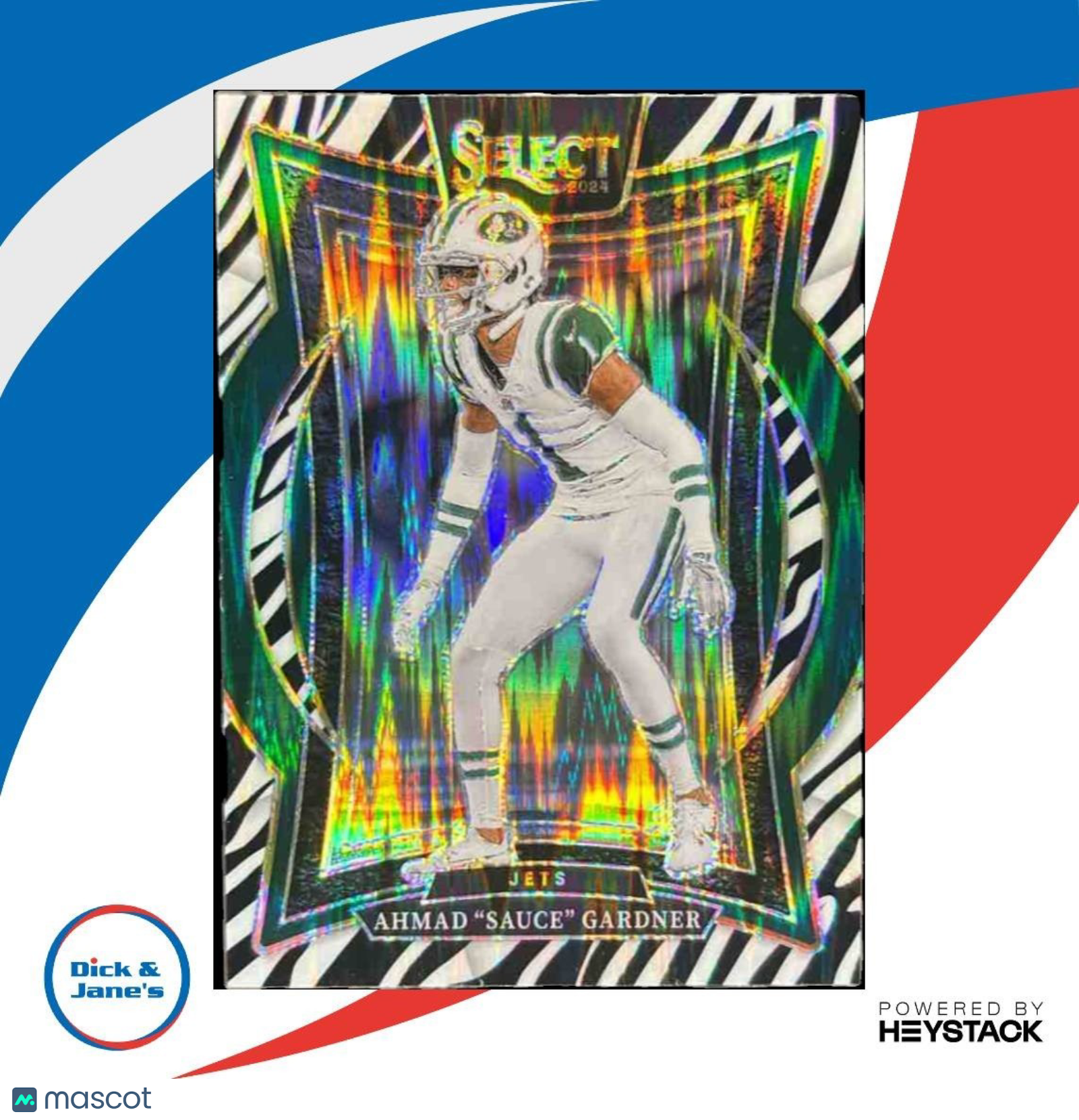 2024 Panini Select Ahmad ’Sauce’ Gardner Zebra Prizm Shock #93 New York Jets - Sports Cards
