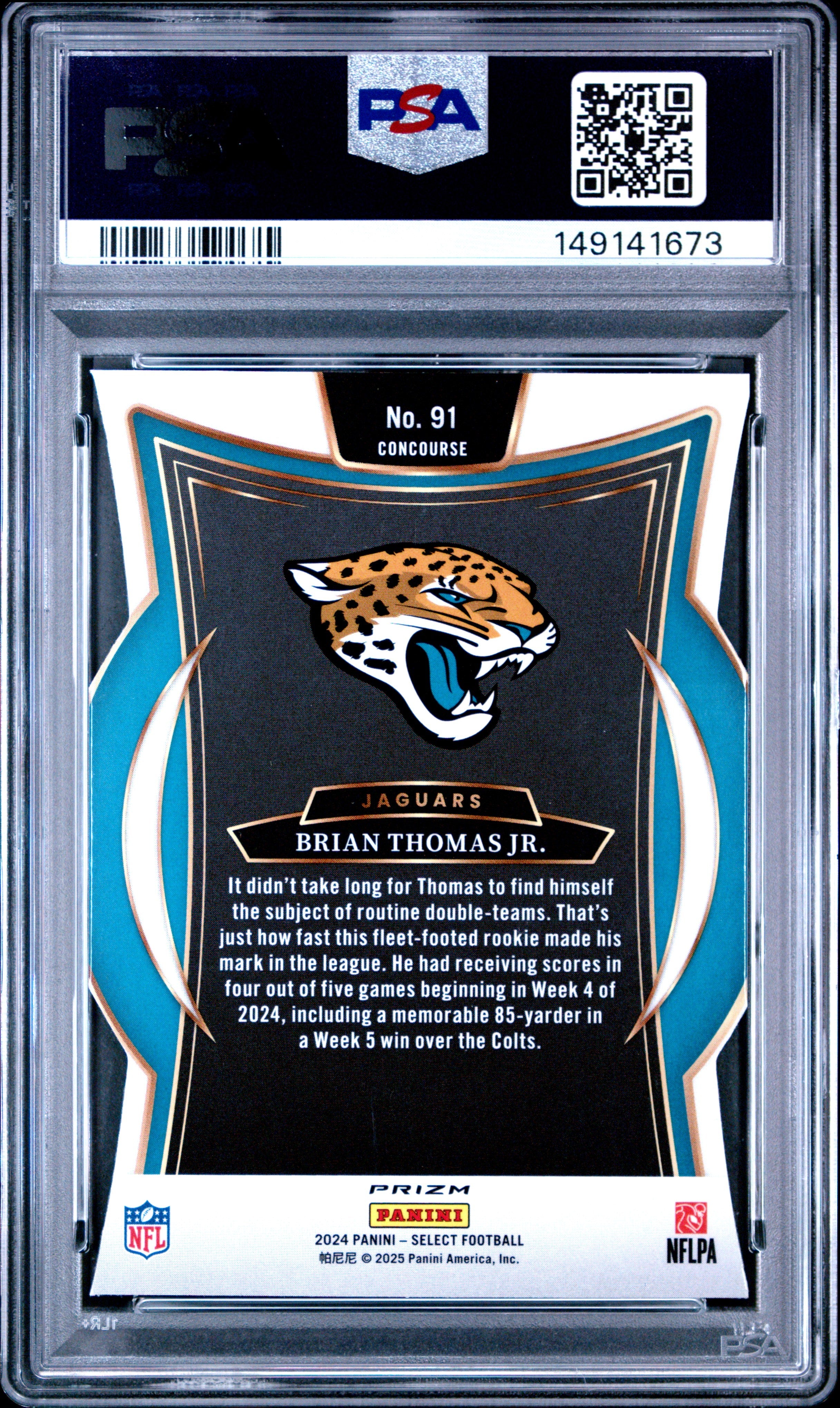 2024 Panini Select Brian Thomas JR. Die Cut Silver Prizm Rookie PSA 8 Jaguars - Graded Sports Cards