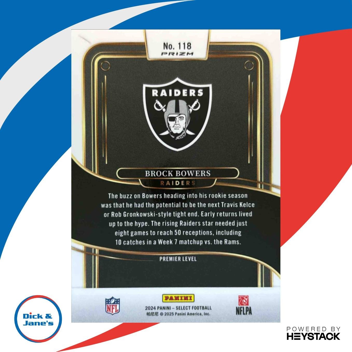 2024 Panini Select Brock Bowers Black and Red Prizm Shock #118 RC Raiders - Sports Cards