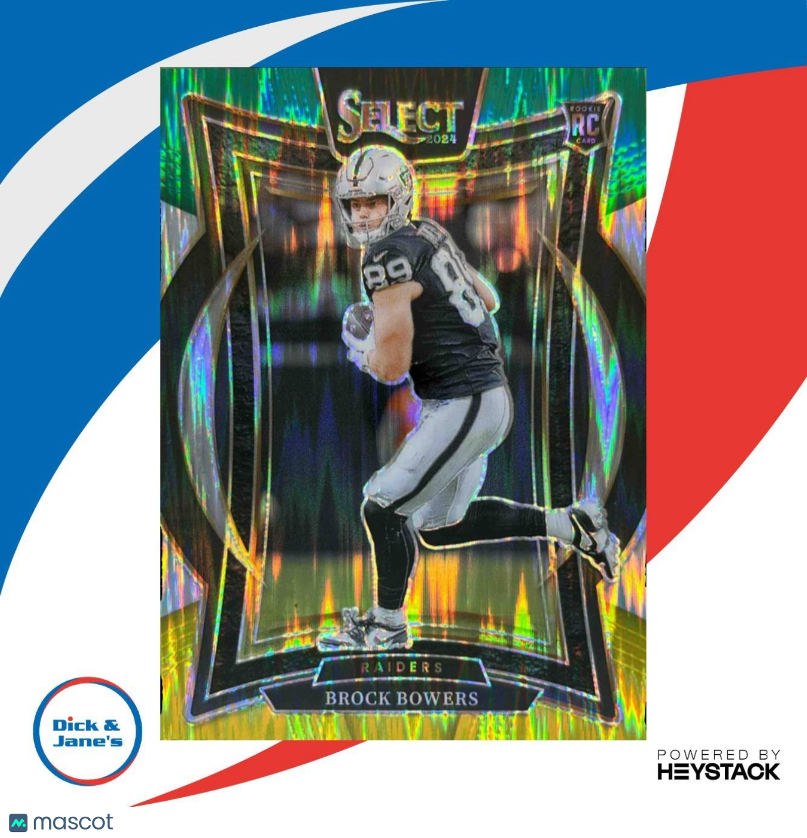 2024 Panini Select Brock Bowers Green and Yellow Prizm Shock #31 RC Raiders - Sports Cards