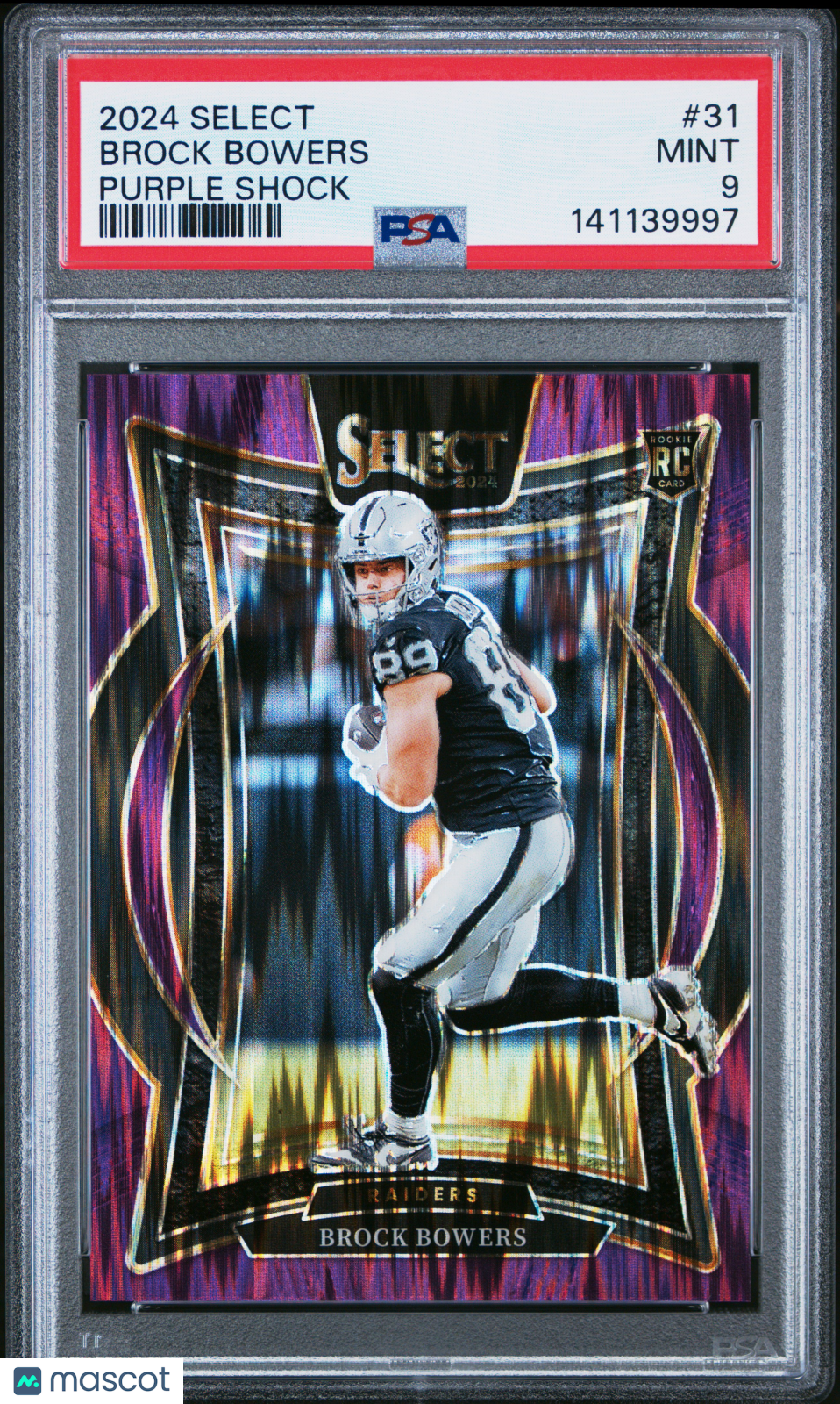 2024 Panini Select Brock Bowers Purple Shock Rookie 115/360 PSA 9 MINT Raiders - Graded Sports Cards