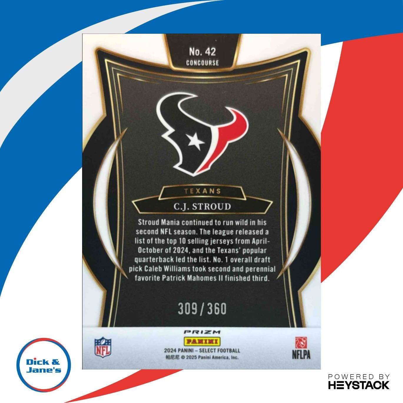 2024 Panini Select C.J. Stroud Purple Prizm Shock 309/360 #42 Houston Texans - Sports Cards
