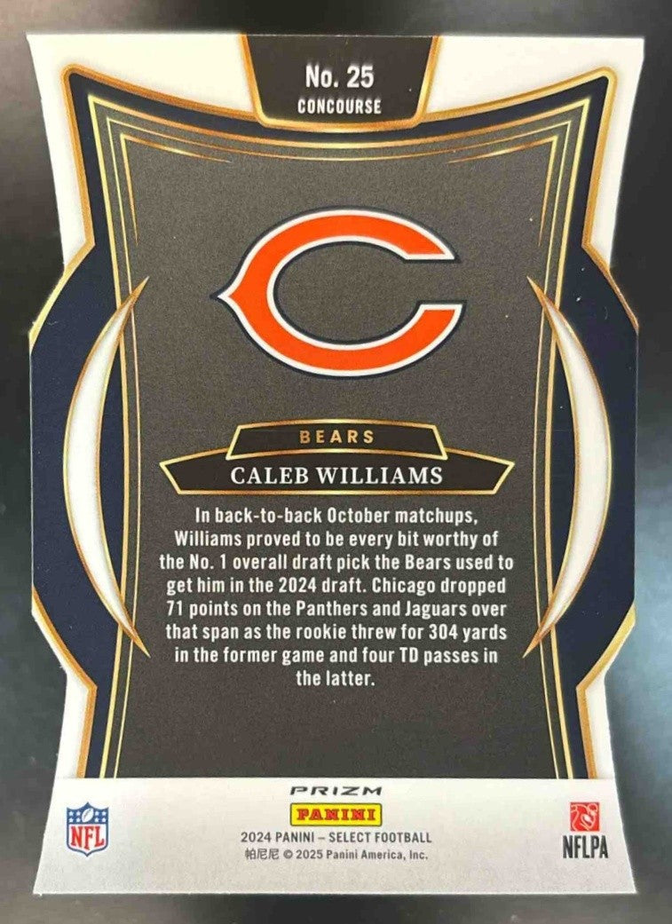 2024 Panini Select Caleb Williams Silver Prizm Die-Cut #25 RC Chicago Bears - Sports Cards